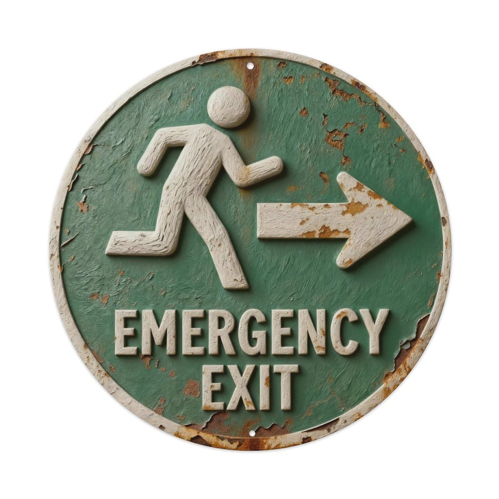 Zlatcbu Vintage Emergency Exit Sign With Running Man And Arrow Metal Tin Sign Retro Wall Art Poster, Decor For Home Living Room Bar Cafe Garage, 8X8 Inch