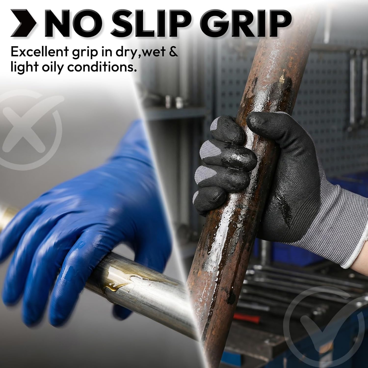 UNINOVA Microfoam Nitrile Work Gloves - Touchscreen, High Dexterity Non-Slip Safety Gloves for Construction Mechanic