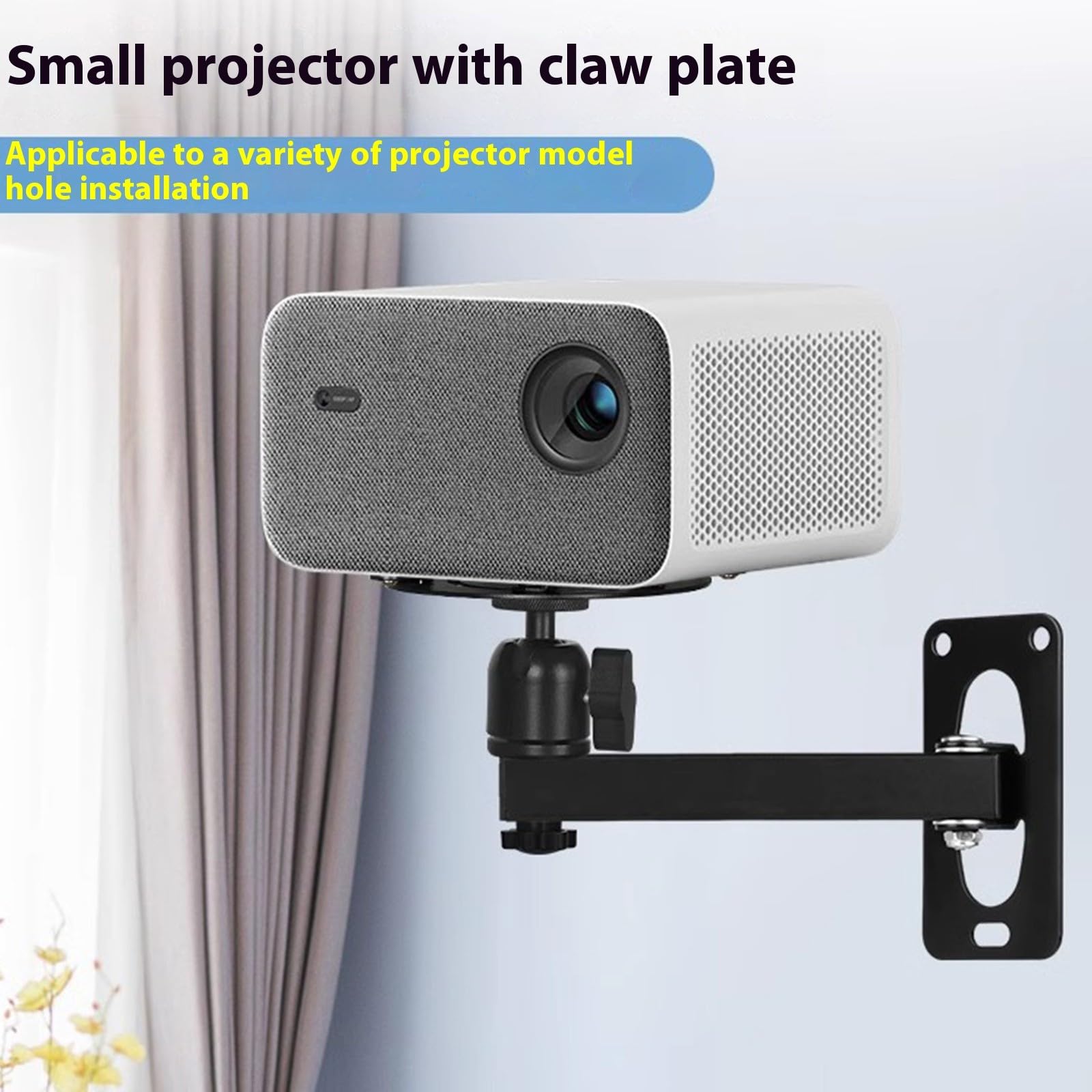 Soporte de pared para proyector con capacidad de carga de 5 kg, giratorio ajustable de 360 grados, 1/4 pulgadas para cine en casa, soporte de montaje plegable para proyector