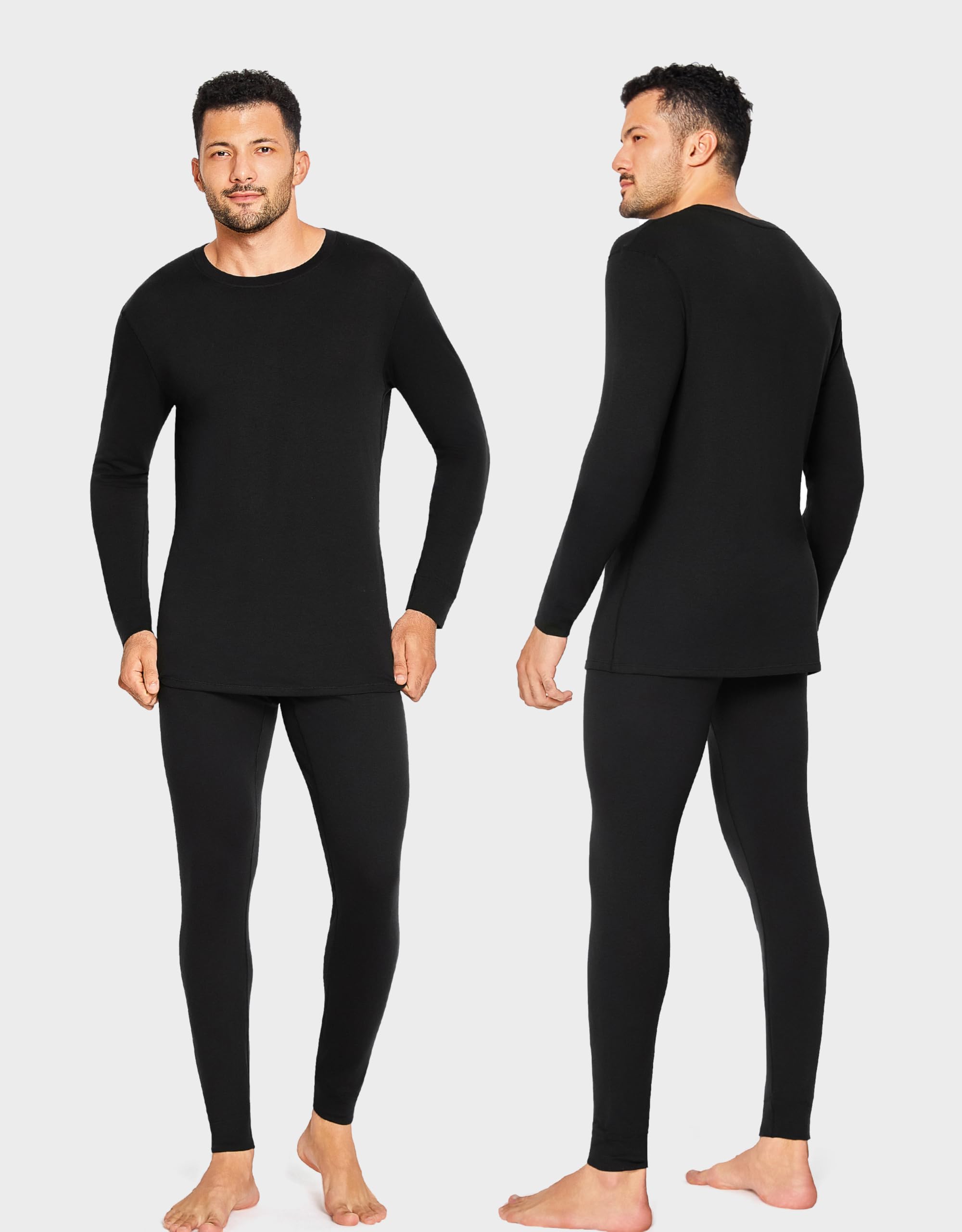 YESWEL 100% Merino Unterwäsche Herren Set, Weich Winter Thermounterwäsche, Warme Merinowolle Skiunterwäsche, Langarm Shirt und Hose (Gr.M-XXL)