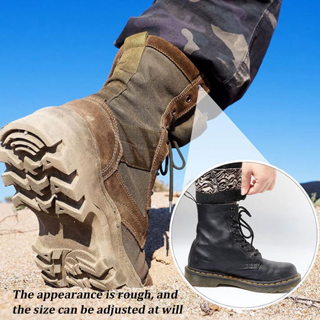 3 Pares de Blusas Negras de Goma para Tobillo y Pantalones con Cierre para Botas Militares, Anda de Goma, Protector de Pantalón, Conjunto de Cintas, para Senderismo, Ciclismo, Uniformes Militares