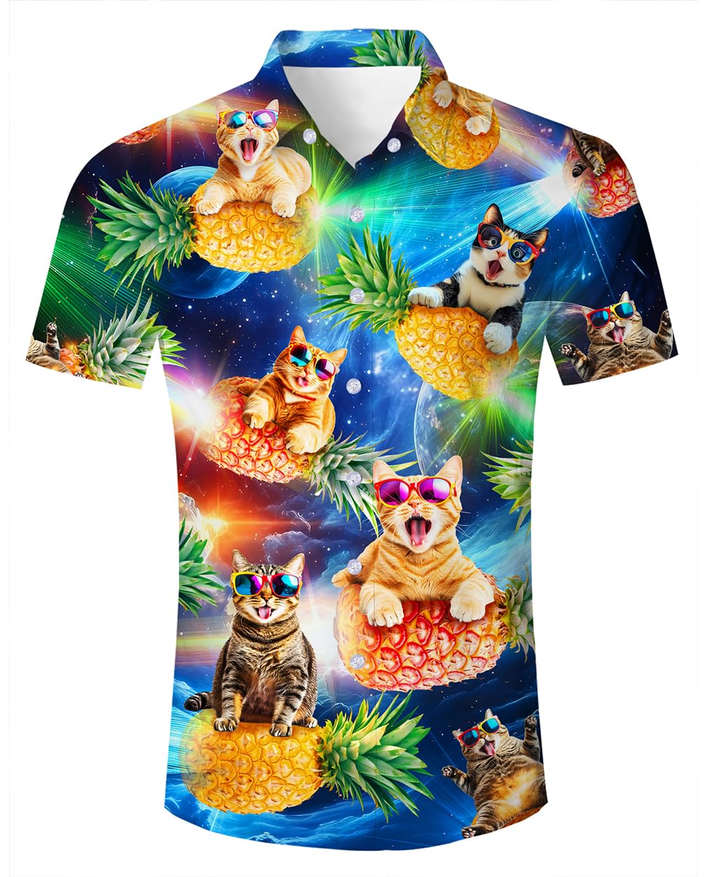ALISISTER Mens Hawaiian Shirt 3D Print Casual Button Down Ugly Shirts Beach Holiday Aloha Short Sleeve Shirt — view 9