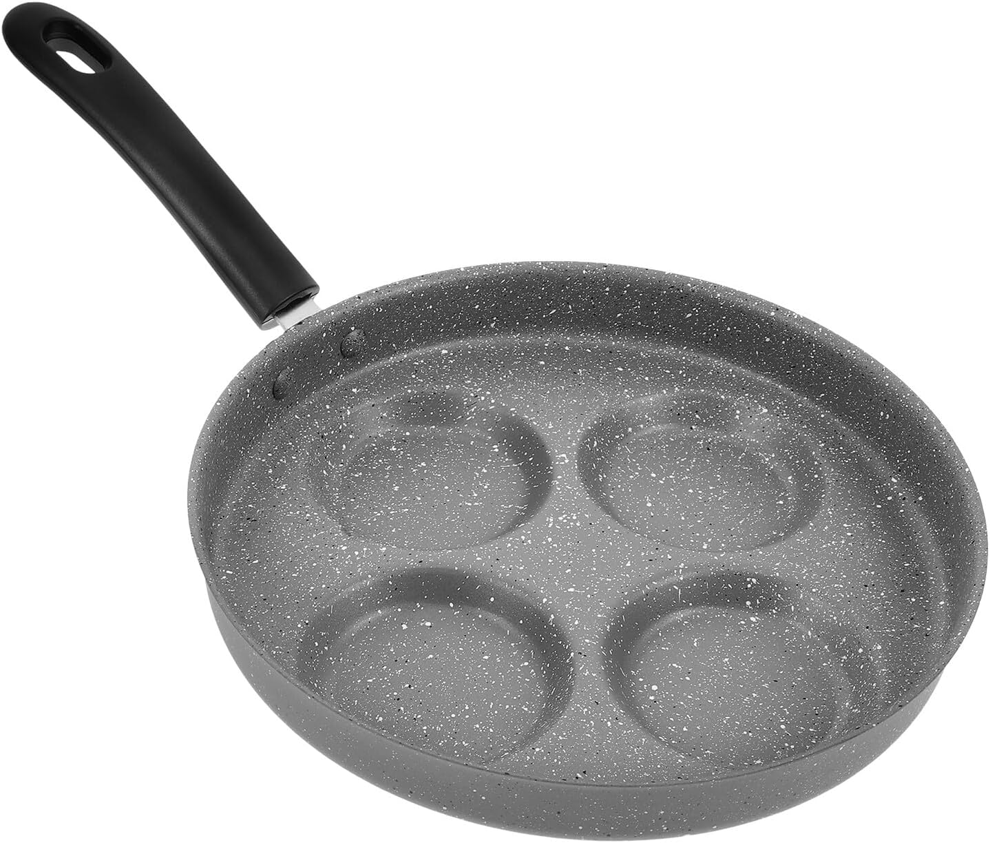 Nonstick 24cm 4-hole Egg Frying Pan Pancake Pan Multi-functional Gray Omelet Skillet for Gas and Electric Stovetops Breakfast Cooking