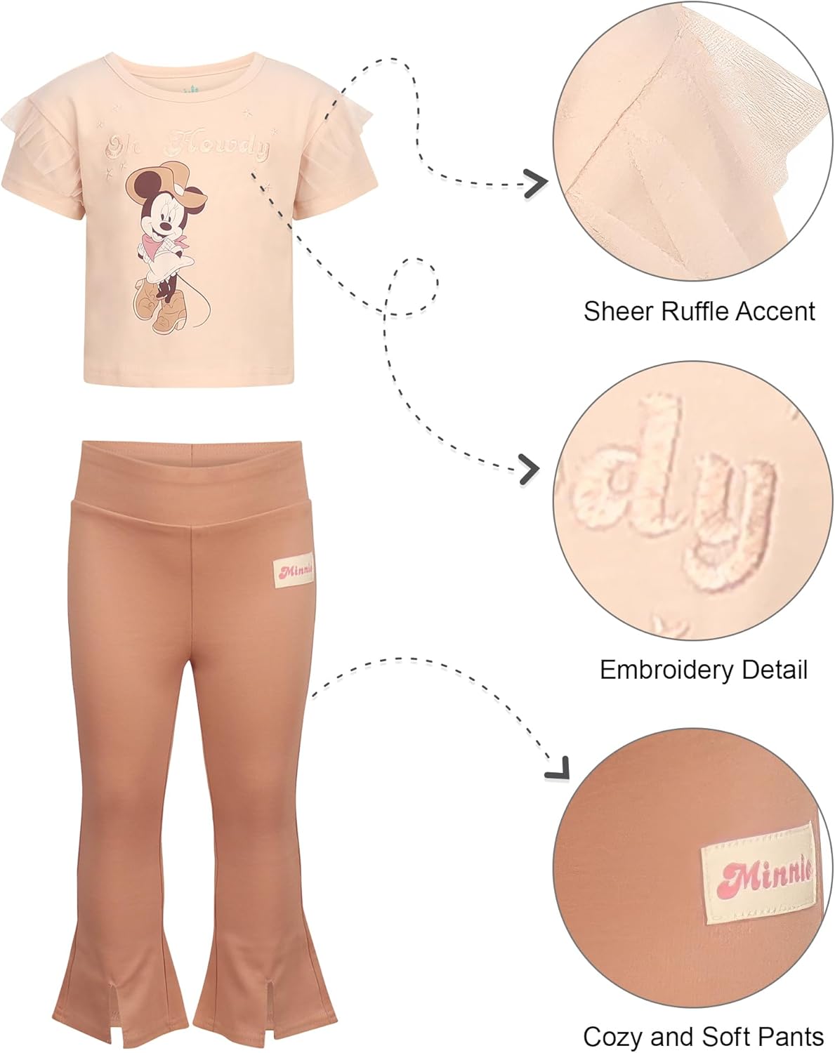 Magic Threadz Disney Clothes Baby Girls 2-Piece Set – Stitch, Minnie, Jessie, Marie Outfit Set Infant (12M–24M) - Image 6