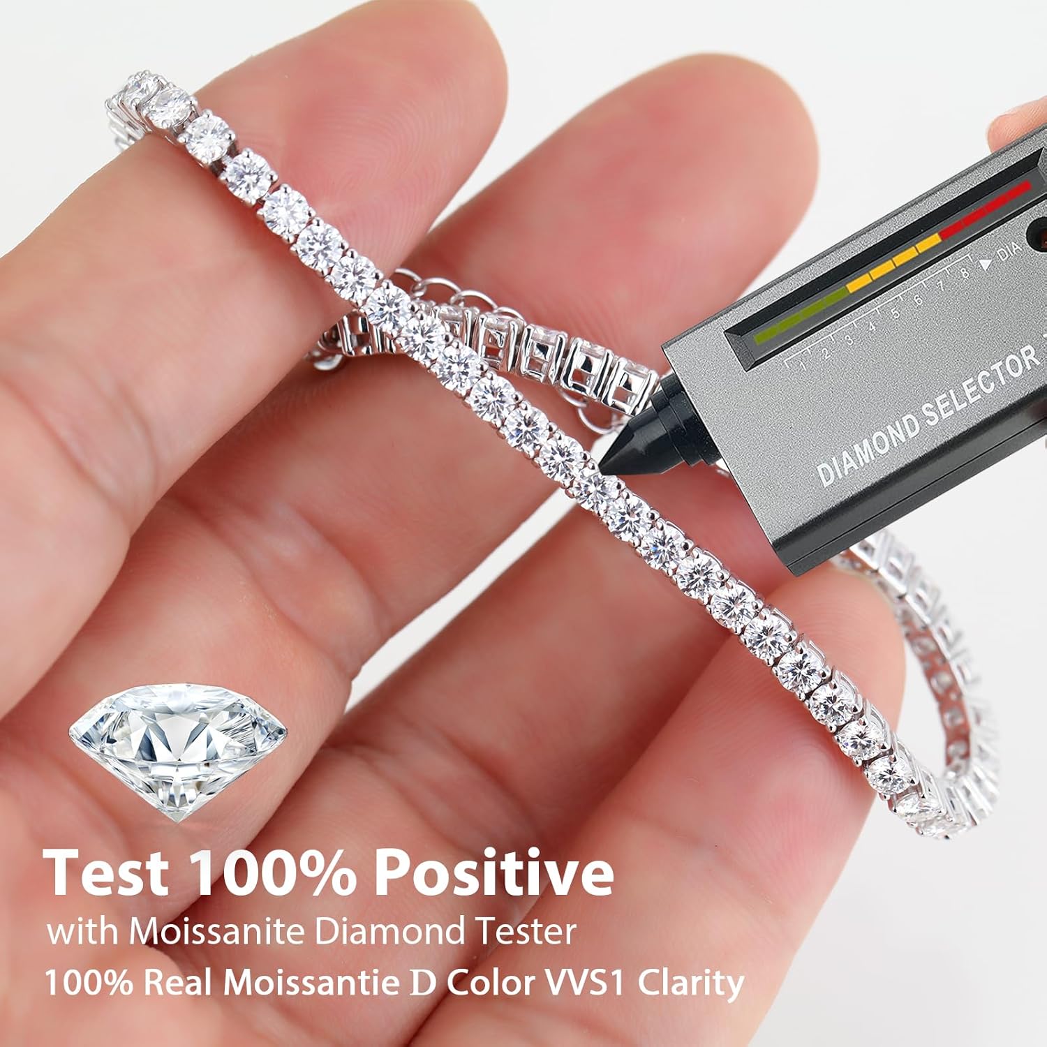 Moissanite Tennis Bracelets for Women, D Color VVS1 18k Gold Plated 925 Sterling Silver Moissanite Tennis Bracelets Gift for Mom/Wife