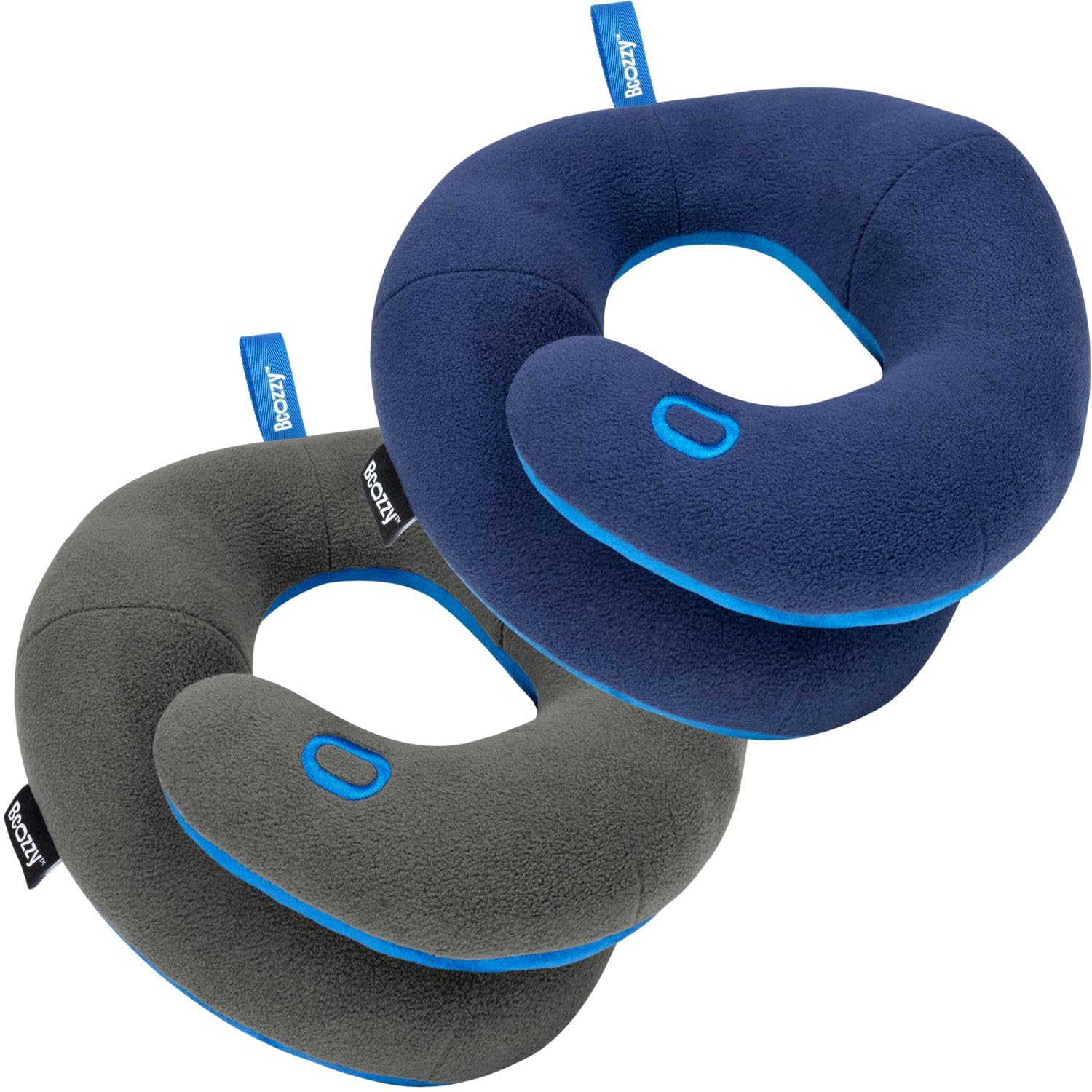BCOZZY Almohada de Viaje Infantil Cervical Pack 2 – S Gris & S Azul Marino – Soporte Patentado Cabeza y Cuello – Confort para niños