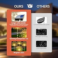 Vista 6 de Paquete de 4 luces solares decorativas para exteriores con 480 LED, luces solares impermeables de fuegos artificiales con 8 modos, adecuadas