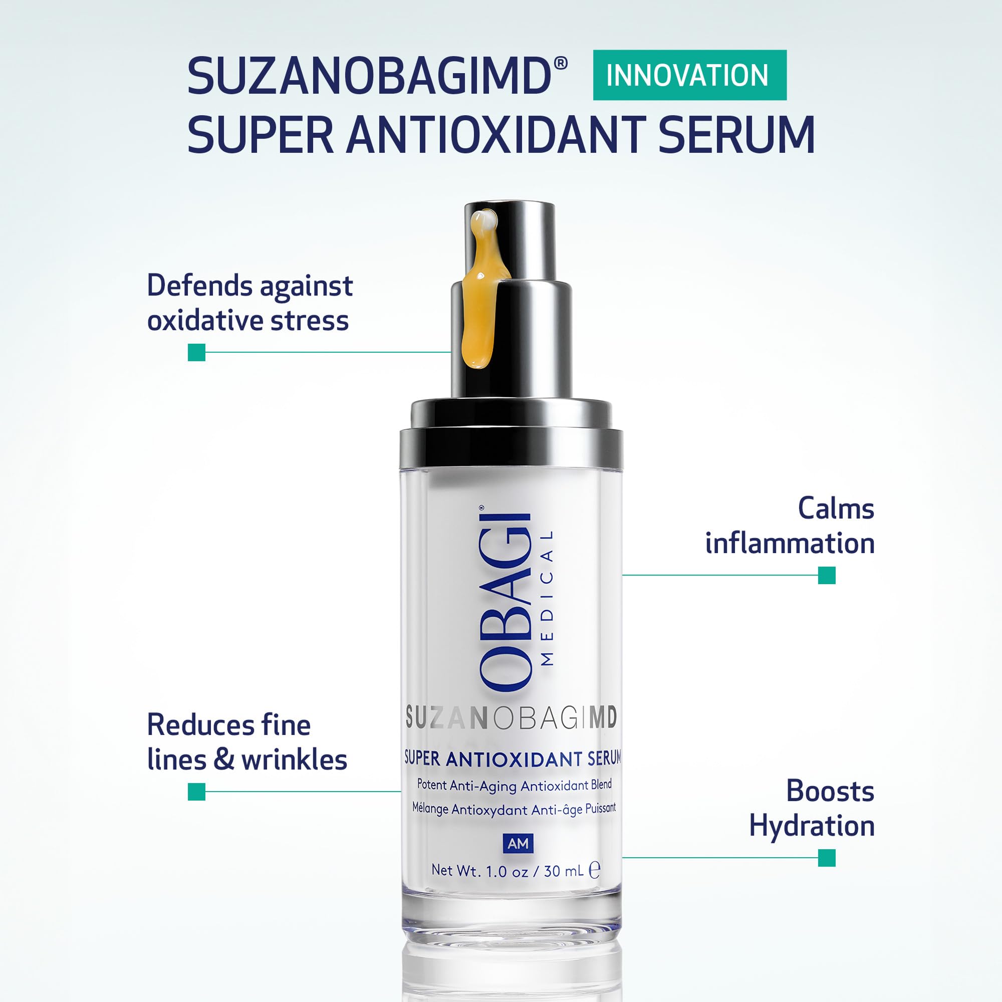 SUZANOBAGIMD Super Antioxidant Serum – Reduces Oxidative Stress & Irritation, Minimizes Appearance of Fine Lines & Wrinkles, Brightens Skin Tone & Boosts Hydration – Safe for Sensitive Skin – 1 oz