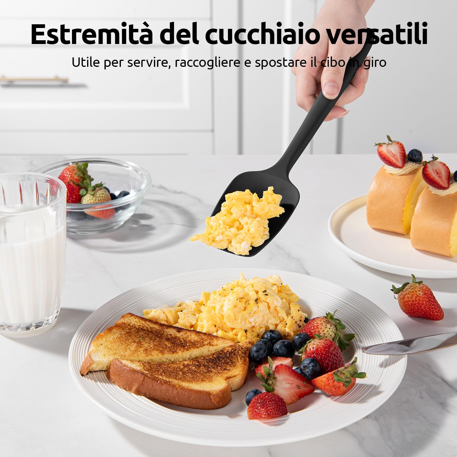 U-Taste Spatole in silicone per cucinare, raschietto per cottura alimentare resistente al calore fino a 315°C con anima robusta e bordo flessibile per pentole antiaderenti(4 pezzi,Nero)