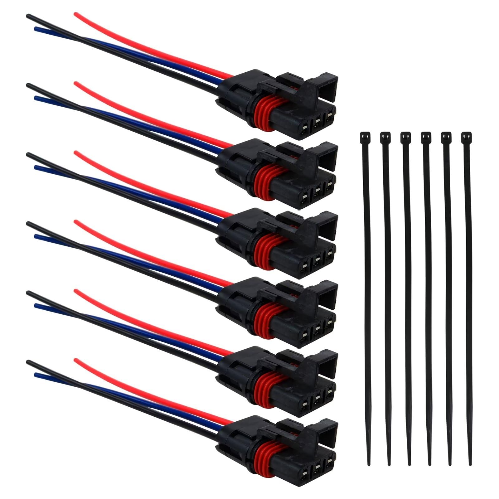 6Pcs 12Awg Pulse Power Plug Pigtail Connector for 2018-2021 Po-laris Ranger XP 1000 /RZR RS1 Pro General - Bus Bar Harness Pigtail Connectors