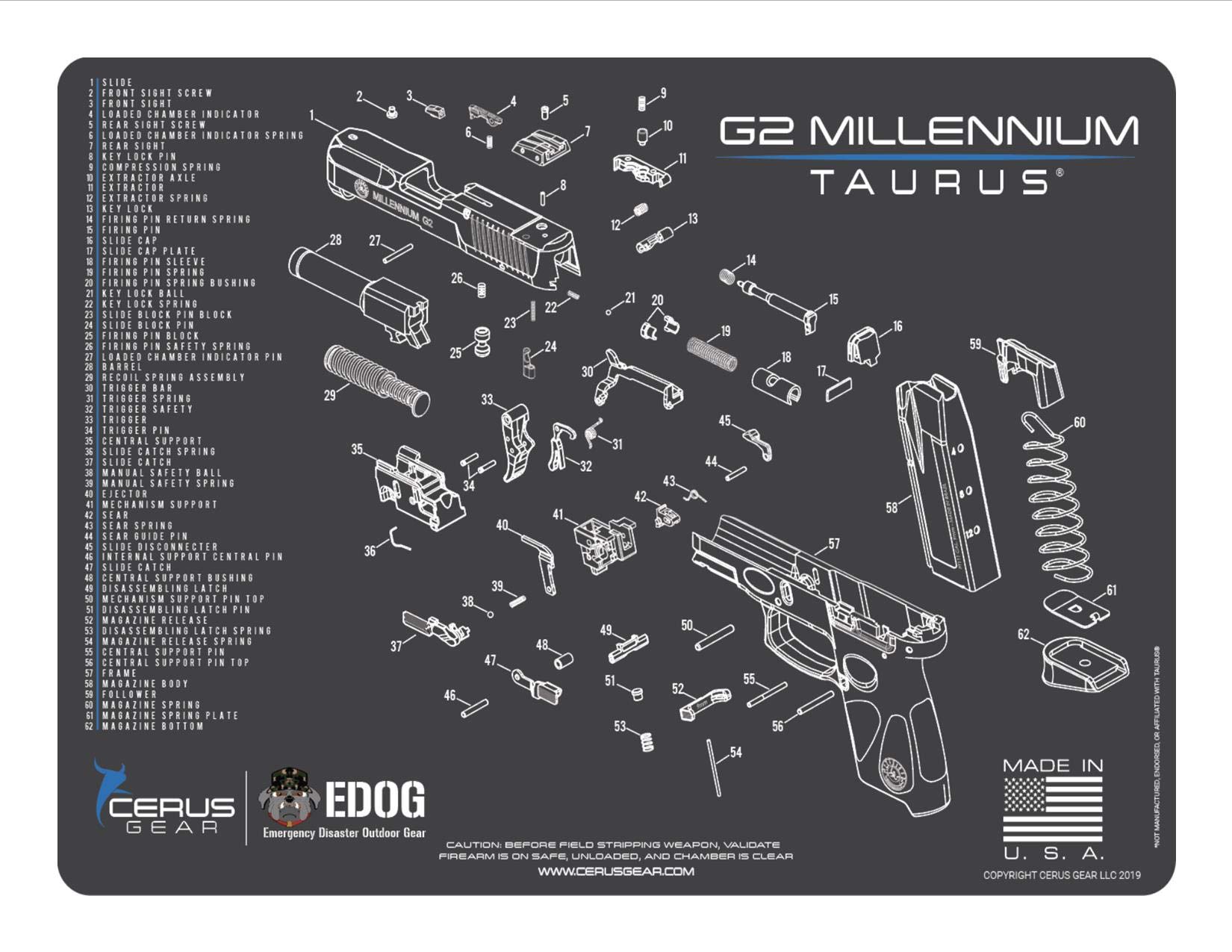Canik TP9SFX Schematic ProMat Handgun Cleaning Mat By Cerus Gear - FDE Color USA Made