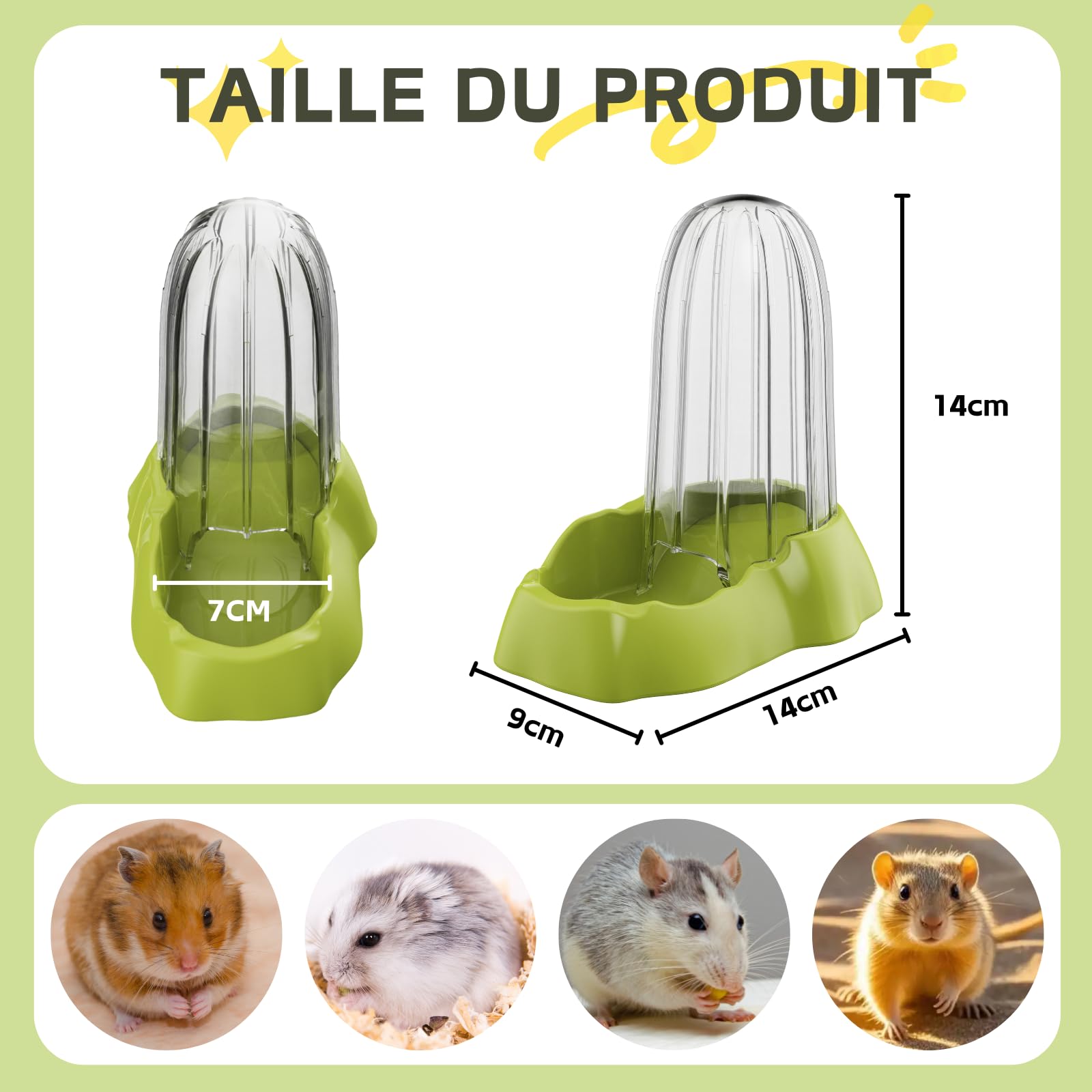 Distributeur Automatique de Nourriture pour Hamster, Convient aux Petits Animaux tels Que Les Hamsters, Hérissons, Écureuils, Cochons d'Inde (Vert)