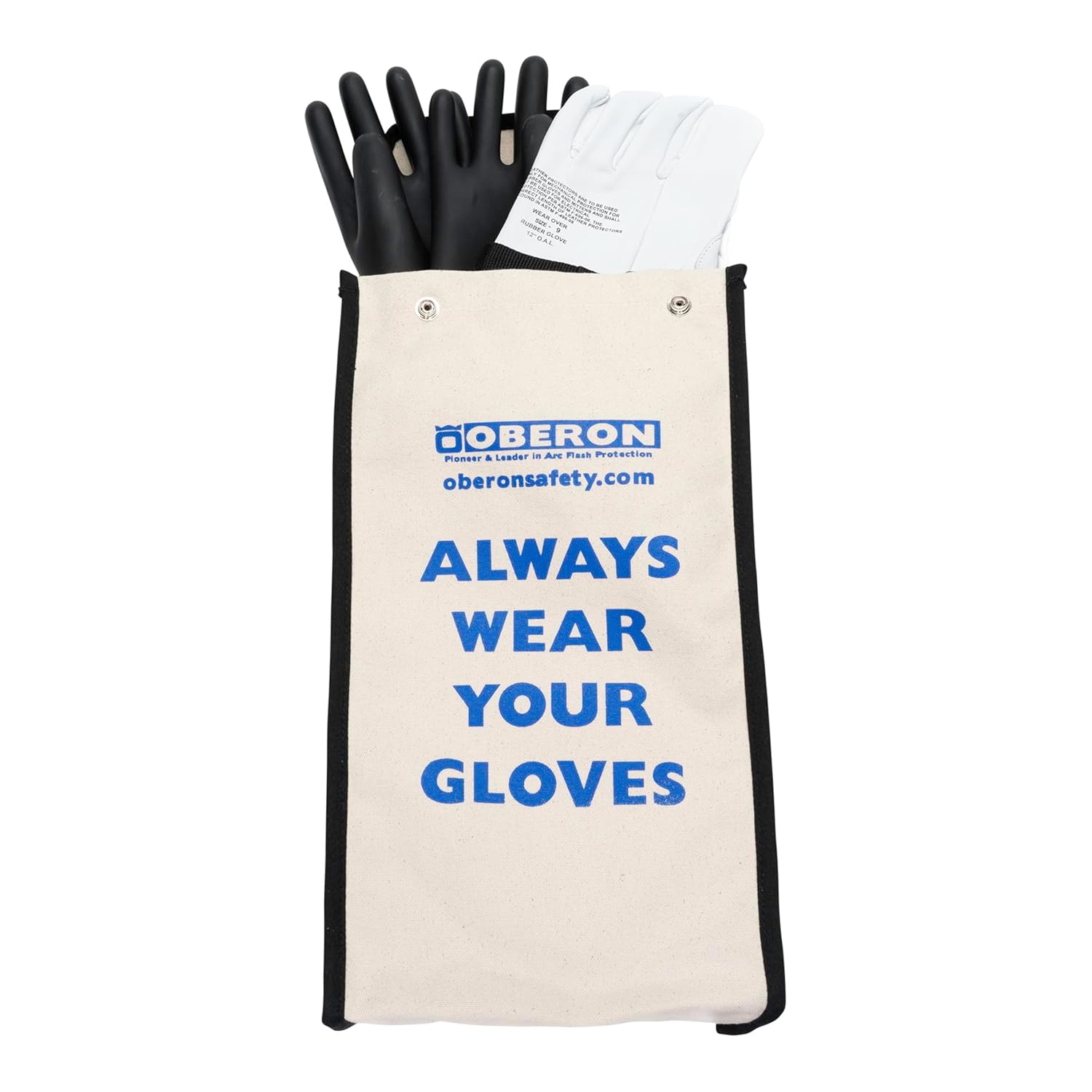 OBERON Class 1 Electrical Glove Kit - Includes Rubber Gloves, Goat Skin Protectors and Canvas Bag