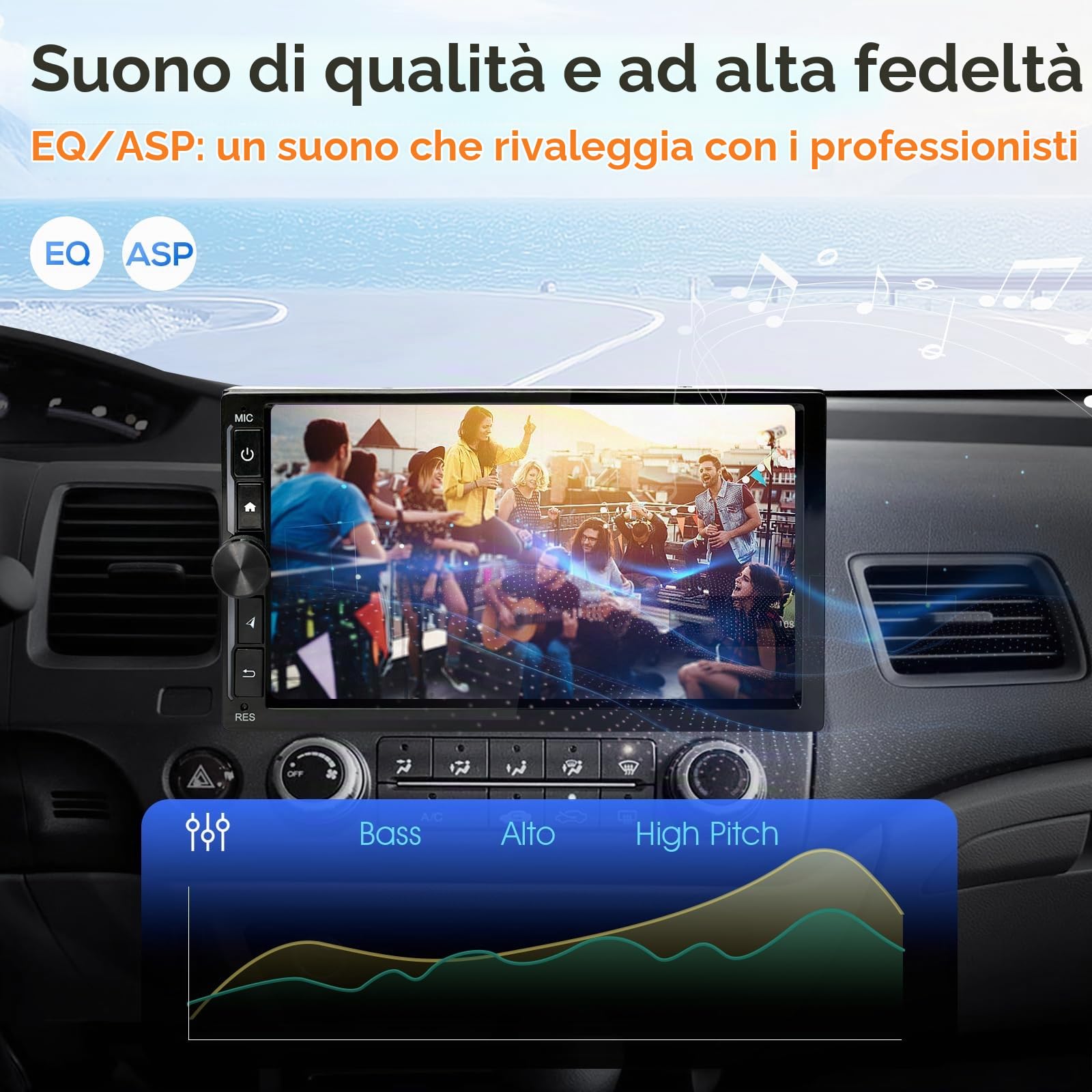 Haudio Autoradio Android da 7 Pollici, Autoradio 2 DIN con Wireless Android Auto & Carplay, Telecamera di Retromarcia, Bluetooth, Navigazione GPS, Mirror Link, Assistente Vocale, SWC/FM/AM/RDS