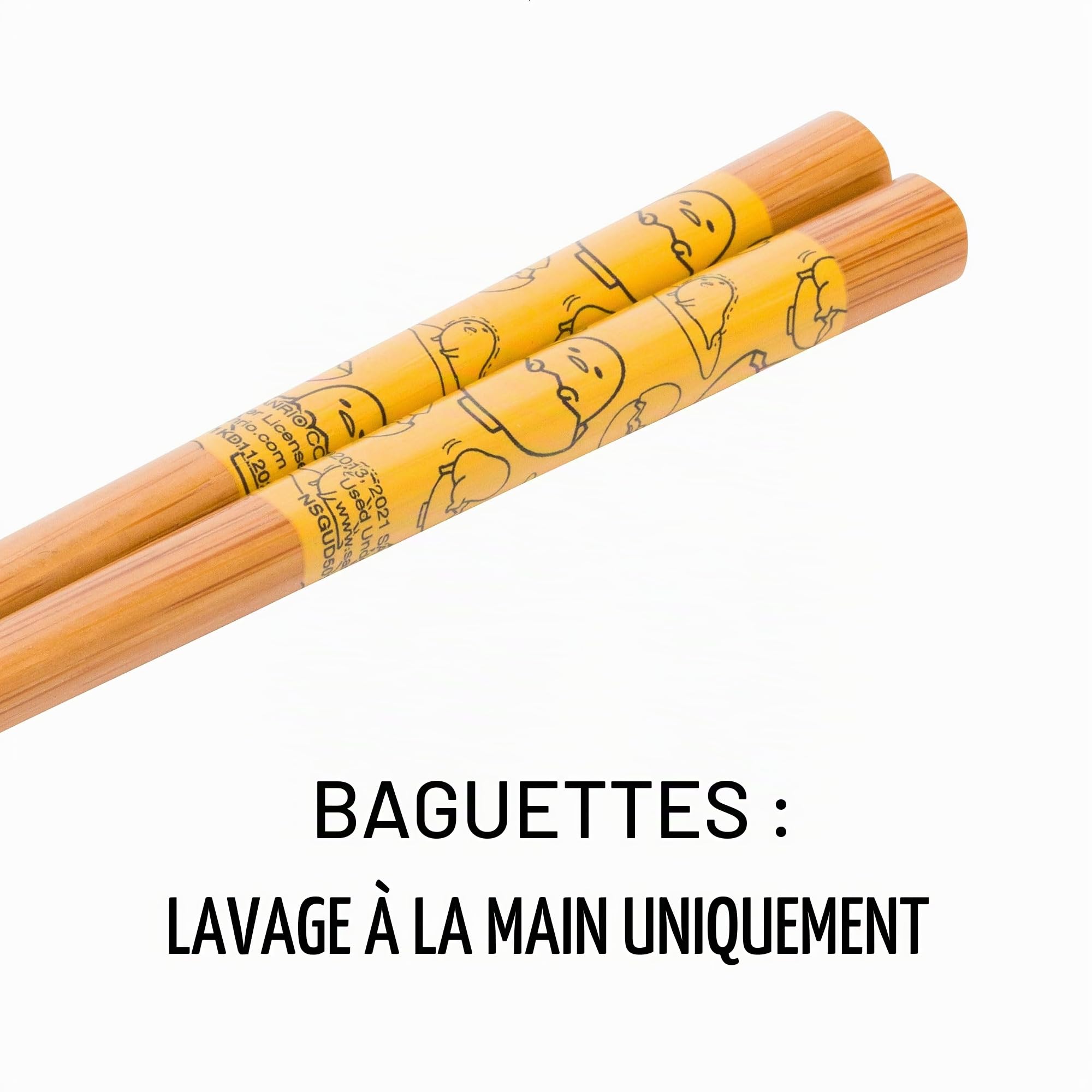 Silver Buffalo Sanrio Gudetama Lazy Egg Poses Top Ramen Nissin Bol à riz en céramique avec baguettes Passe au micro-ondes 590 ml