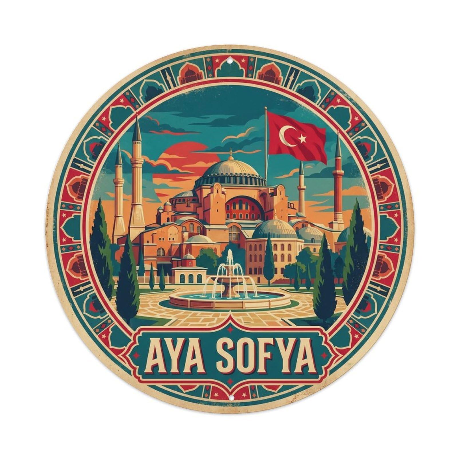 Hagia Sophia Teal Turkey Religious Classic Graphic Metal Tin Sign