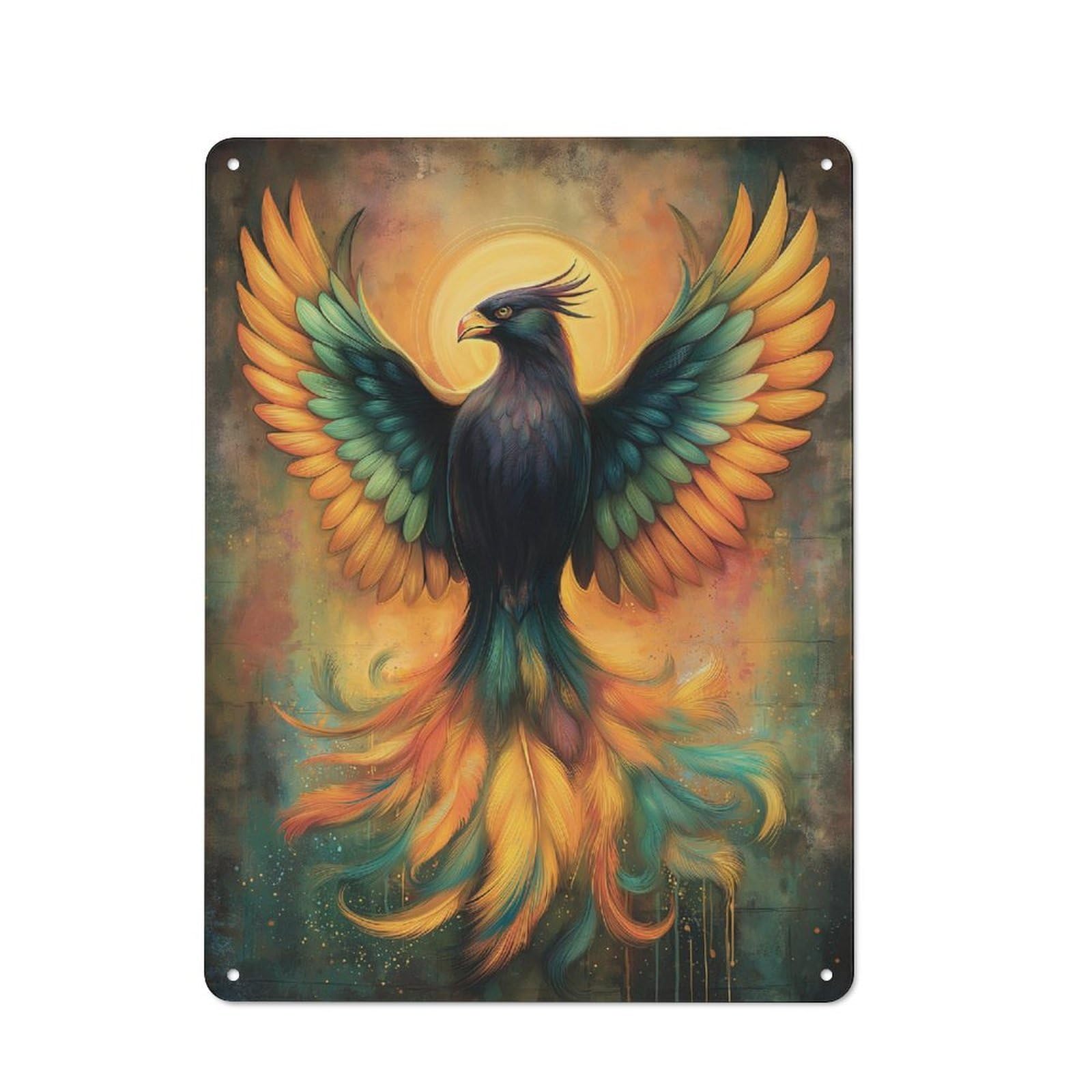 Junmoney Vibrant Phoenix Soars Metal Sign 40X30cm With For Pub Or Café, Retro Decor, For Vintage Wall Decor Fans, For Garage And Workshop Walls