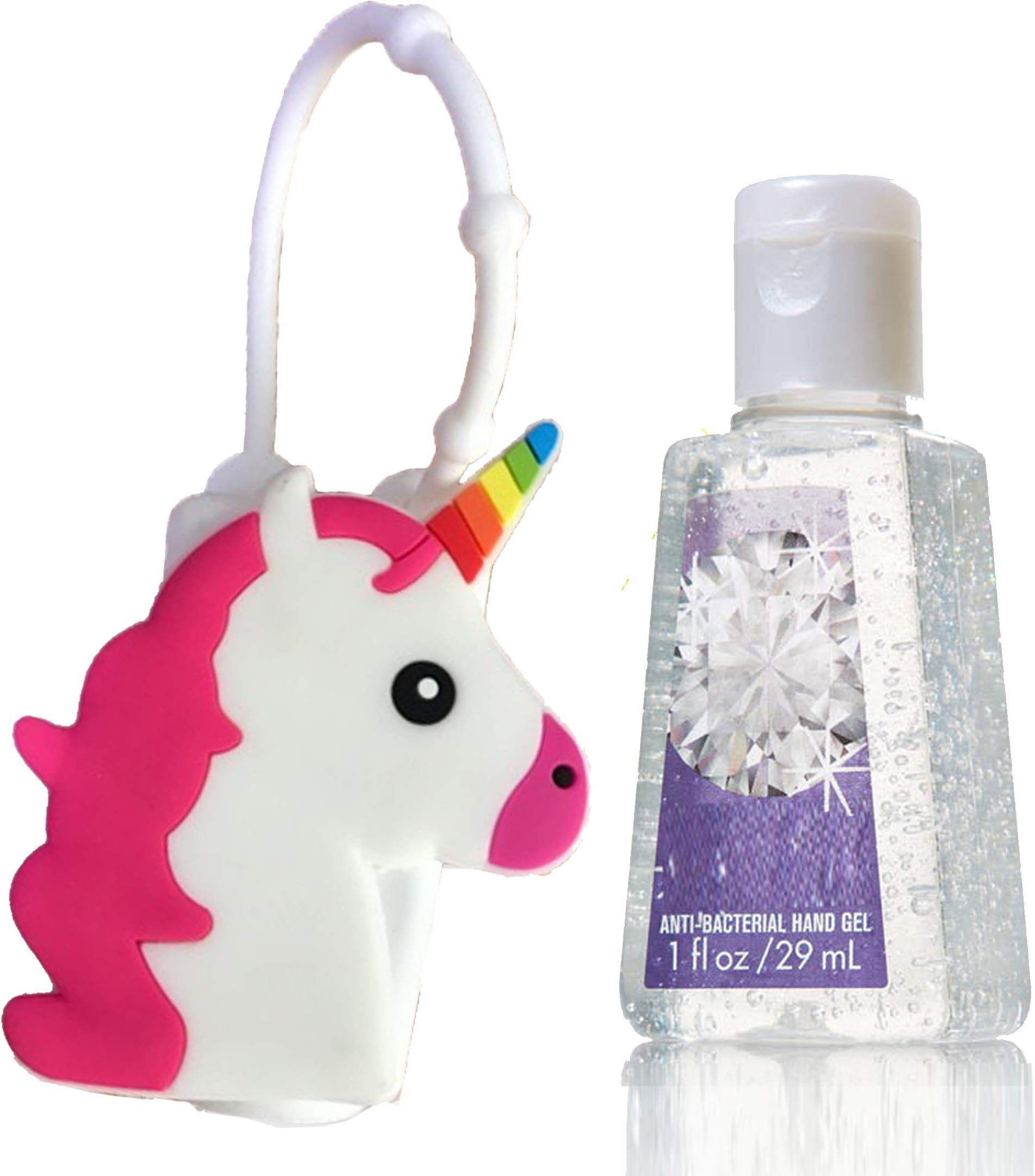 GOODYEZZ Unicorn Cartoon Silicone Hand Cleaner Holders Travel Keychain Carriers with Hand Refillable 1 oz Bottles