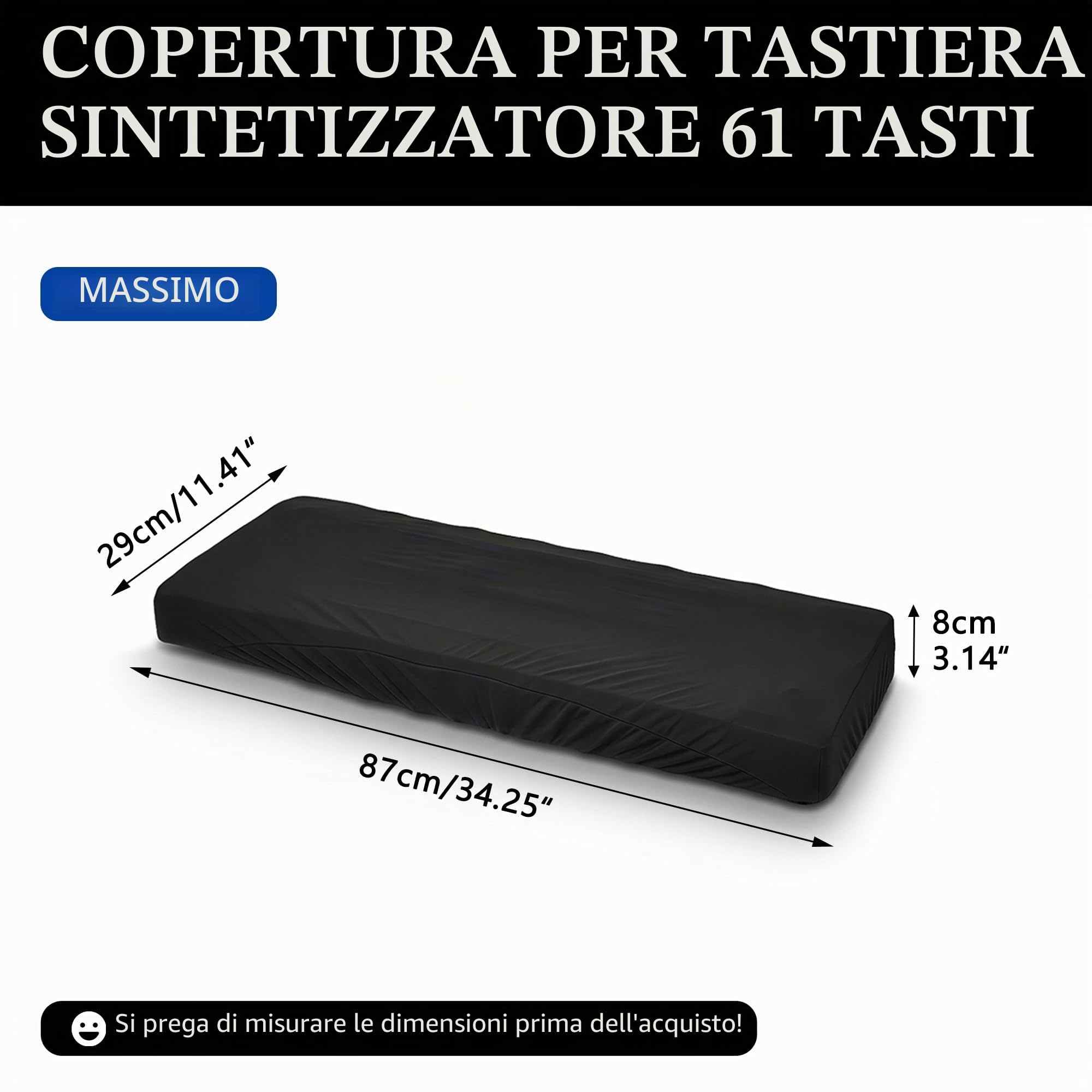 Musiin Copertura antipolvere per tastiera pianoforte a 61 tasti, compatibile con Novation LAUNCHKEY 61 MK4, Roland 61K, 61P, Arturia KeyLab 61 Mk3, Mk2, 61 Essential Mk3, design con protezione