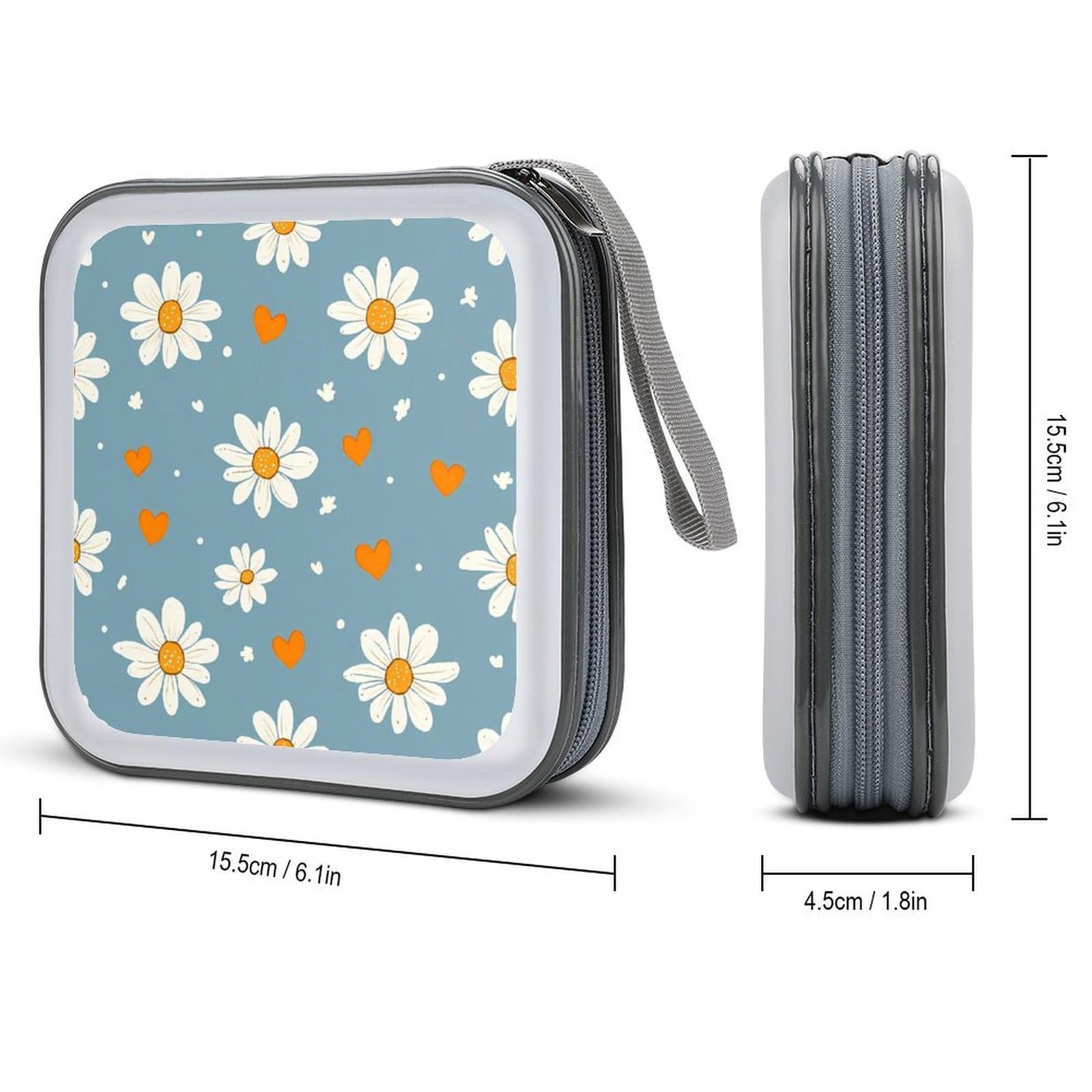 Daisy Flower CD Case Portable DVD Holder Storage Organizer for Home Travel