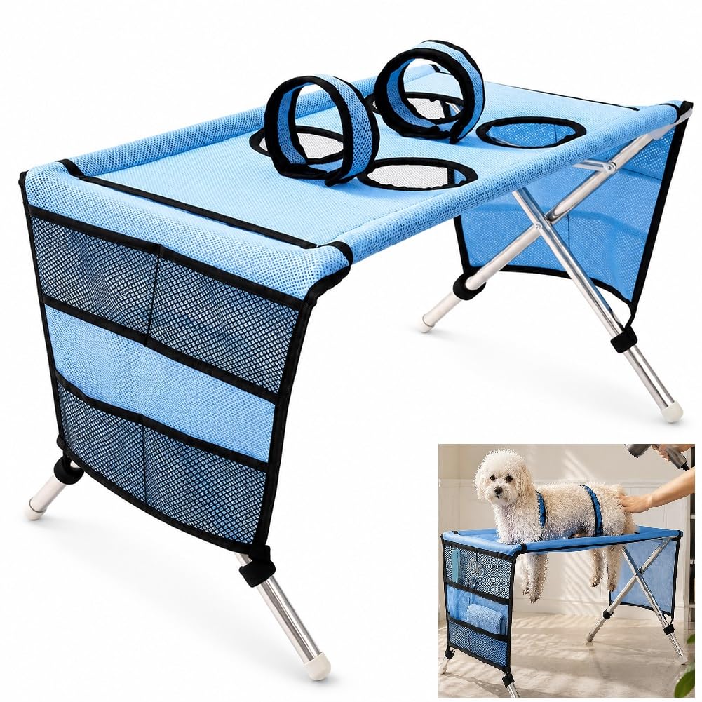 Foldable Pet Grooming Hammock Station, Stainless Steel Cat Dog Sling Stand