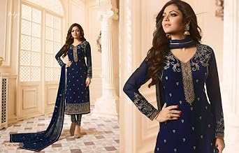 ZIYA Fashion Women's Ethnic Indian Pakistani straight salwar kameez 2601 (Blue, S-38)