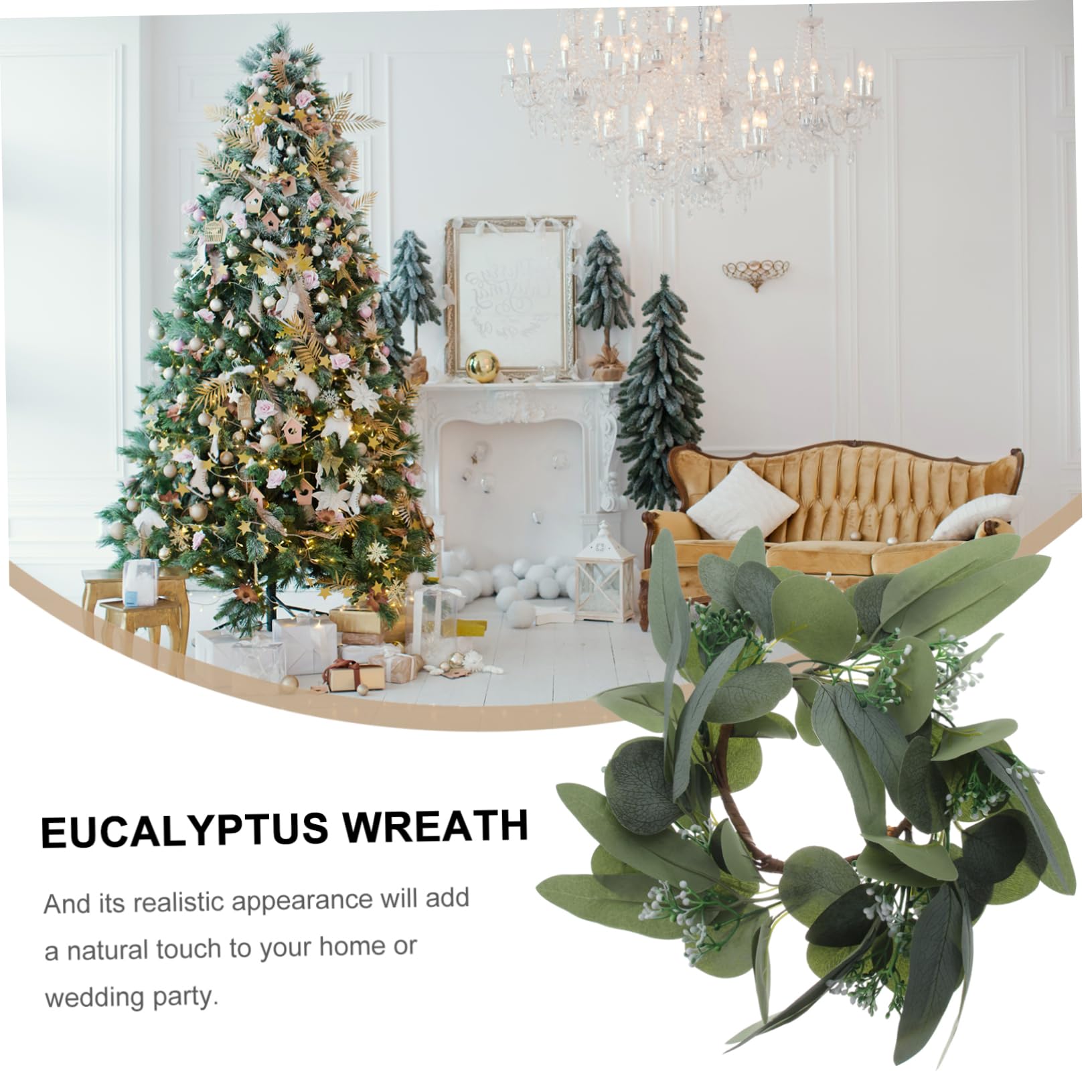 PRETYZOOM 5piezas Guirnalda De Velas Artificiales Eucalipto para Decoración De Fiestas y Comedores Adorno De Mesa De Eucalipto