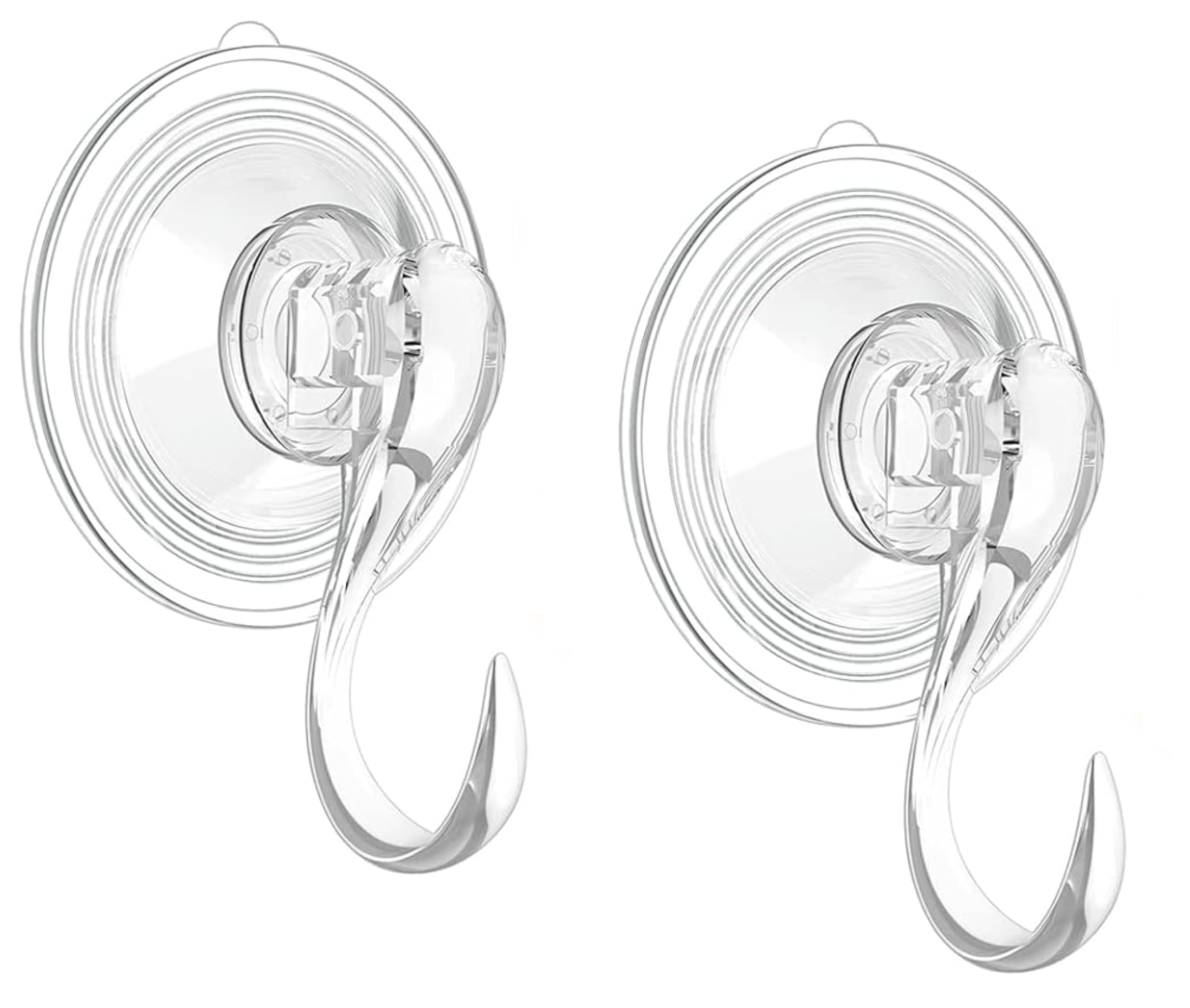 2packs Strong Vacuum Heavy Duty Clear Suction Cup Hooks Window Suction Cup Hanger Removable Reusable Glass Holder for Kitchen Bathroom Balconyand All Smooth Surface