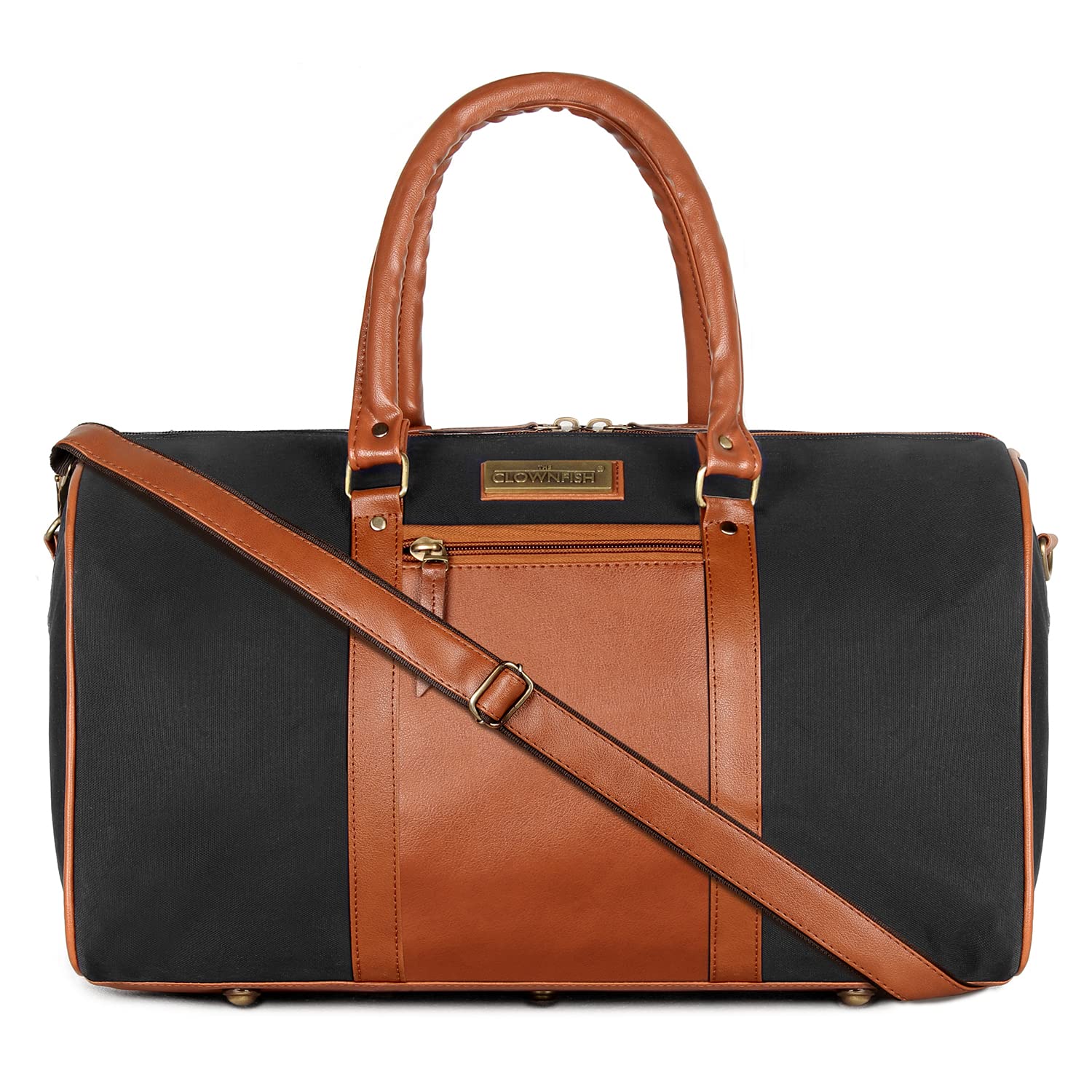 the clownfish Polyester Concordia Canvas Stylish & Spacious Weekender Duffle Bag For Men & Women (Black, 24L), 20 Centimeters-picture-15