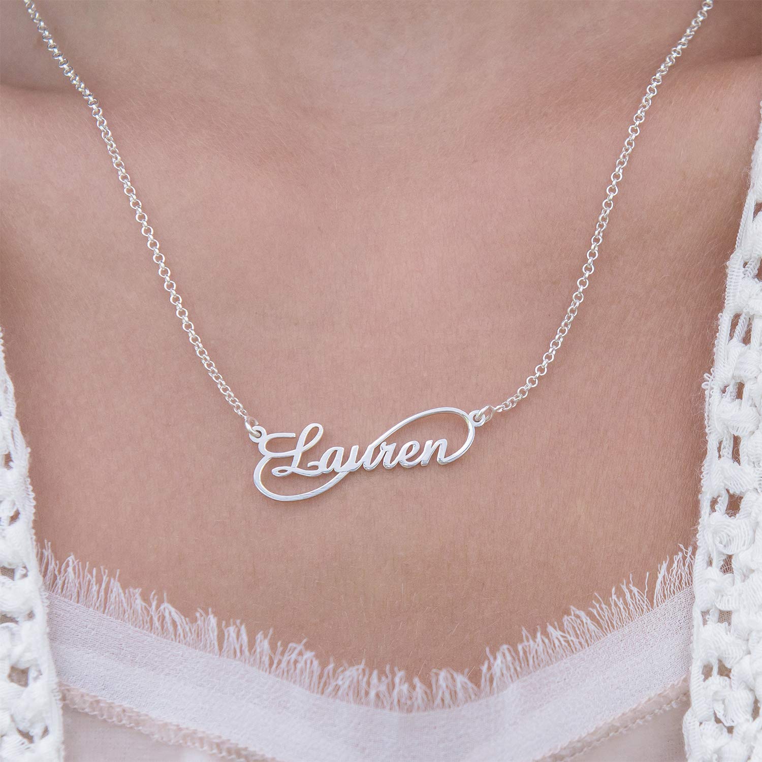 MyNameNecklace Spersonalizowany naszyjnik z imieniem styl nieskończoności - niestandardowa biżuteria na prezent e srebro wysokiej próby, cod. 110-01-1424