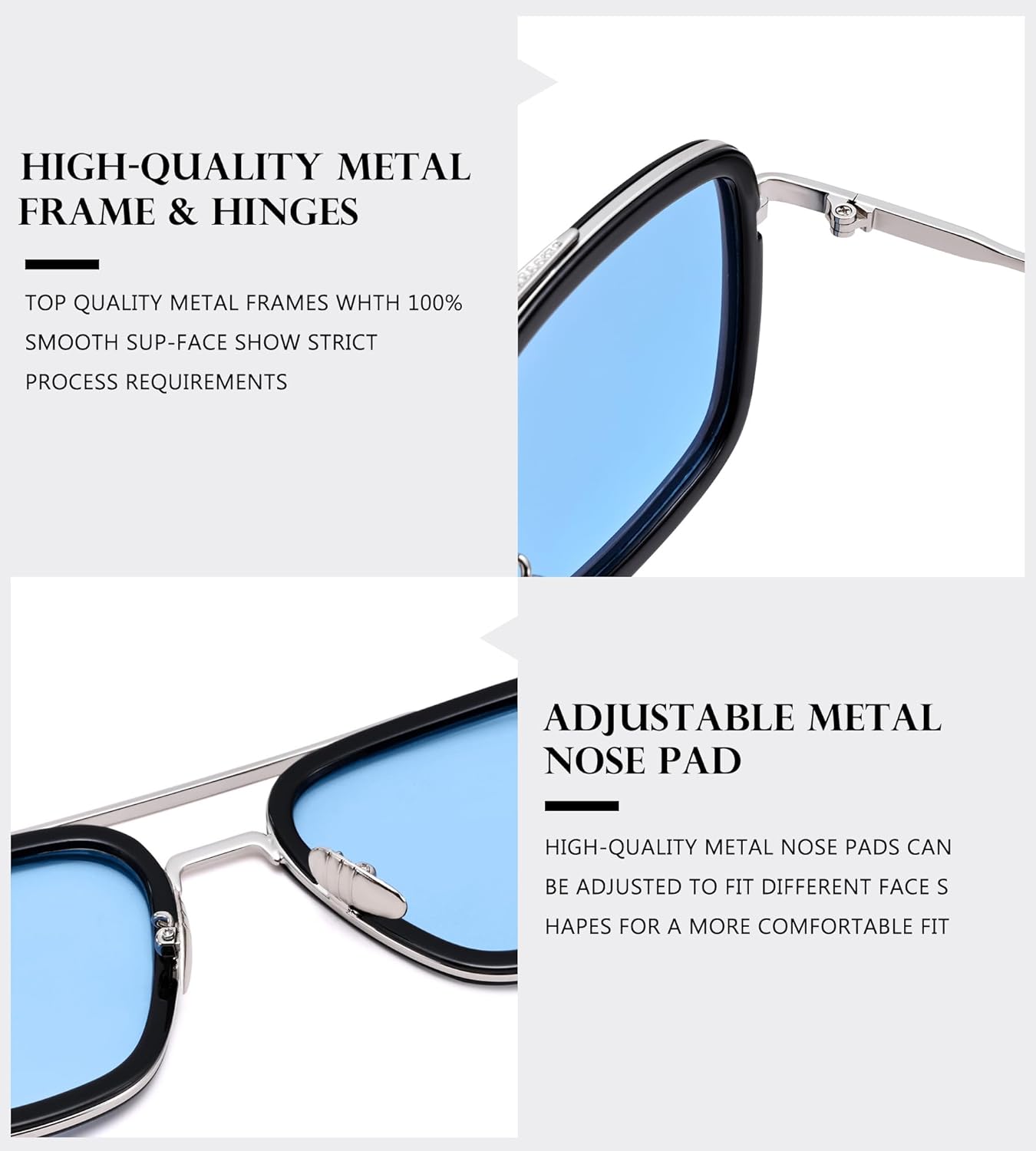 Tony Stark Polarized Sunglasses for Men – Women Vintage Aviator Square Metal Frame Iron Man Edith Glasses - Image 6
