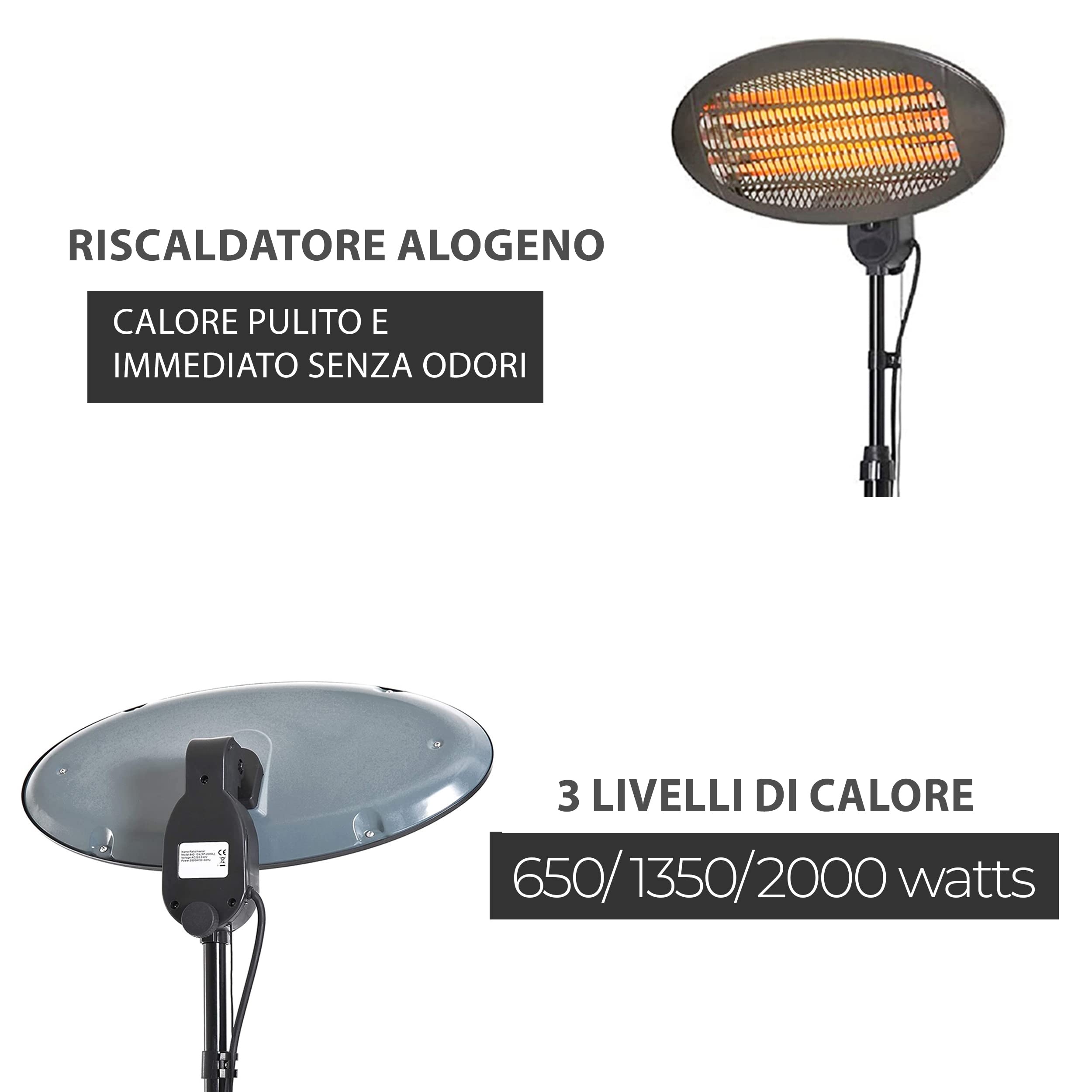 MaxxGarden Stufa Radiante con Tensione di Alimentazione: 230 V/50 Hz - Lampada Riscaldante per Esterno - Lampade Riscaldanti per Esterno - 3 Livelli di Commutazione: 650 W/1300 W/2000 W