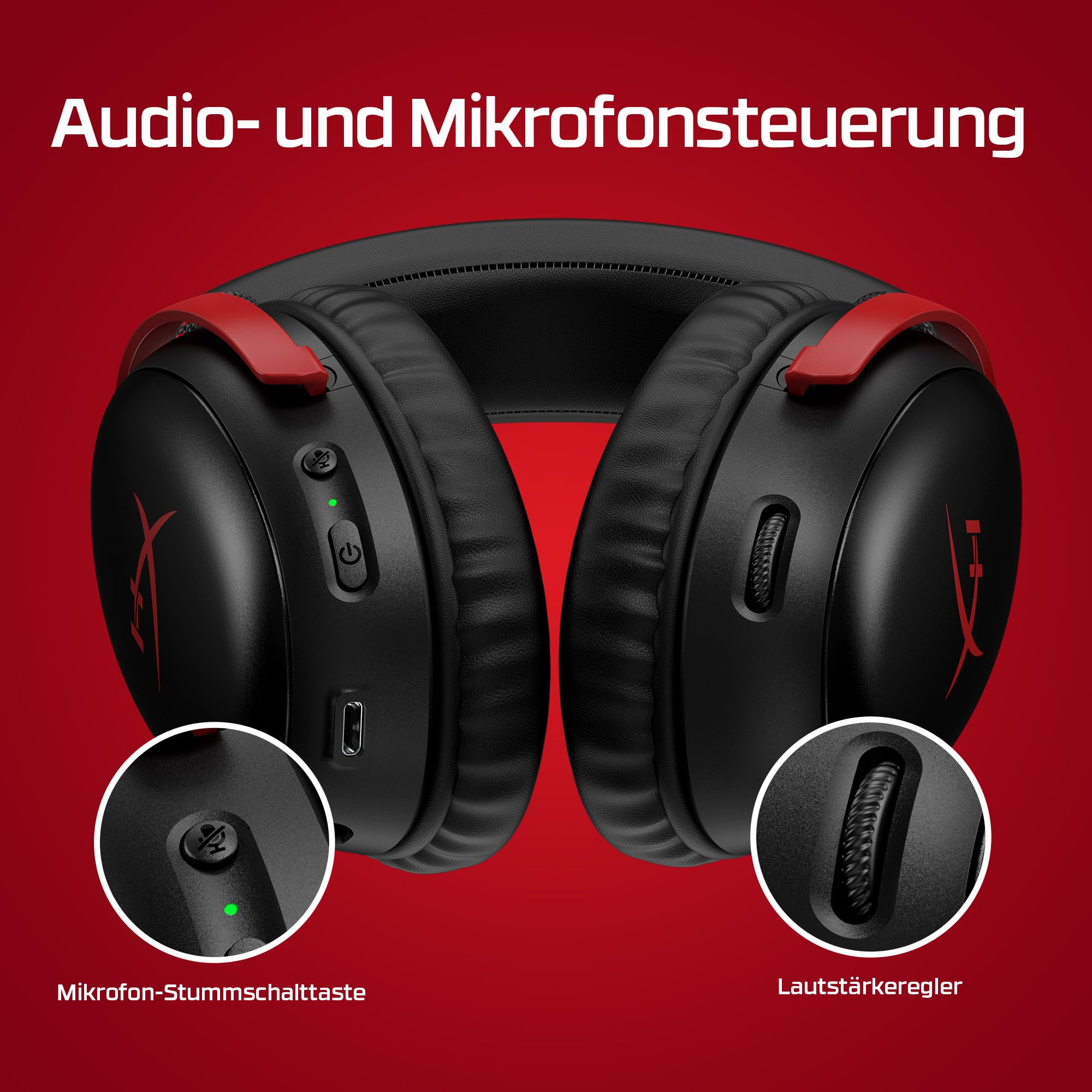 HyperX Cloud III Wireless Gaming-Headset – Over-Ear Headset mit Mikrofon, 120h Akku, 2.4GHz Wireless, DTS Headphone:X, 53mm Treiber, PC, PS5, PS4, Nintendo Switch, Schwarz