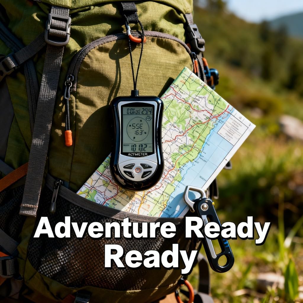 Multifunctional Portable Altimeter Barometer Weather Station, Digital Compass, Thermometer, LED Backlight - Accurate Outdoor Sensor Technology, Compact and Lightweight for Hiking