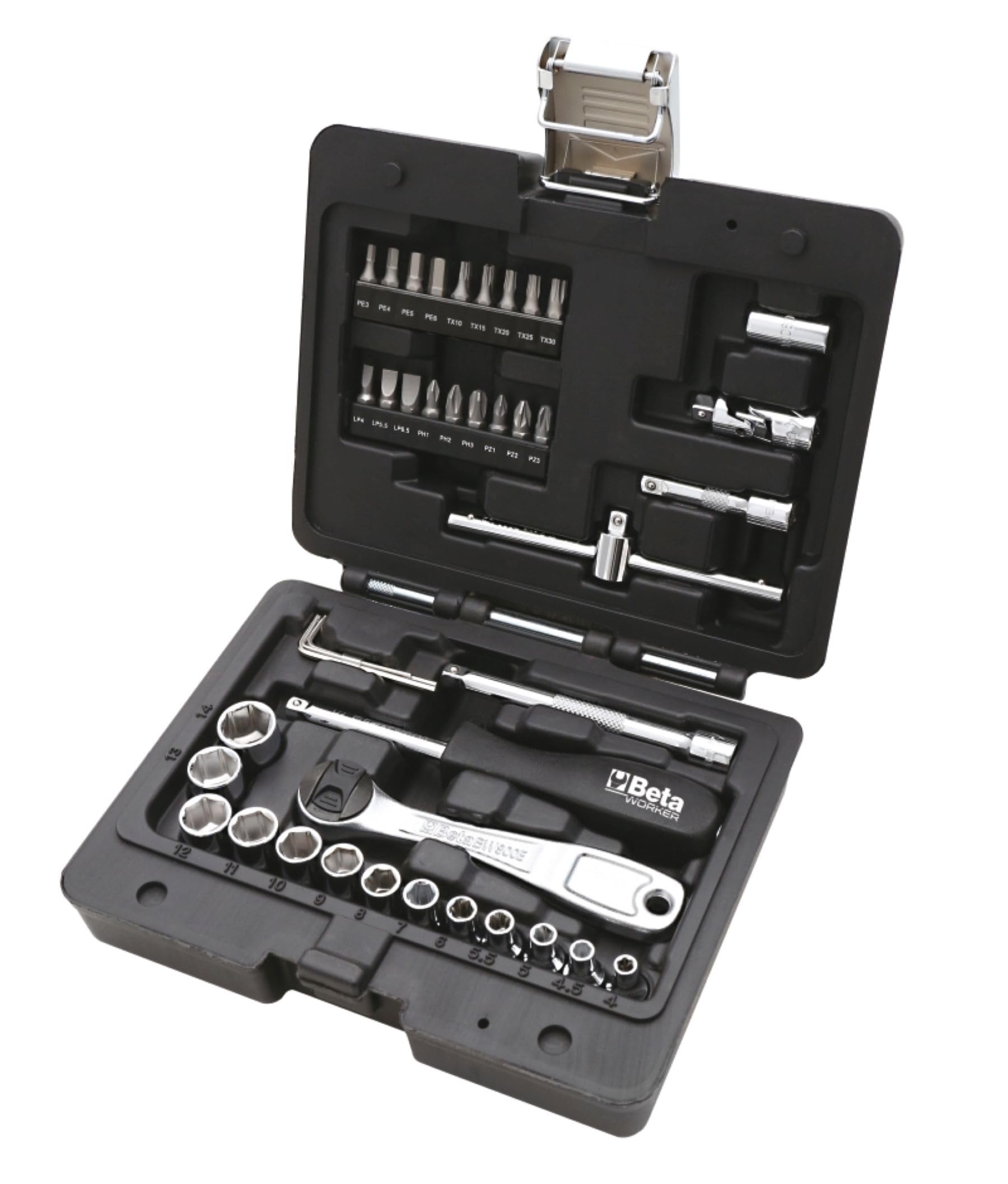 Beta 1/4in. Drive Metric Socket & Bit Set 42 Piece in Plastic Case - BW 903E/C42