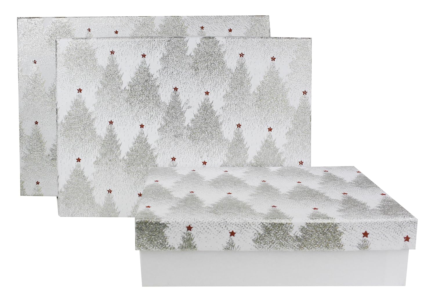 Emartbuy Glitter Trees Rigid Gift Box Set of 3 Large, Medium, Small