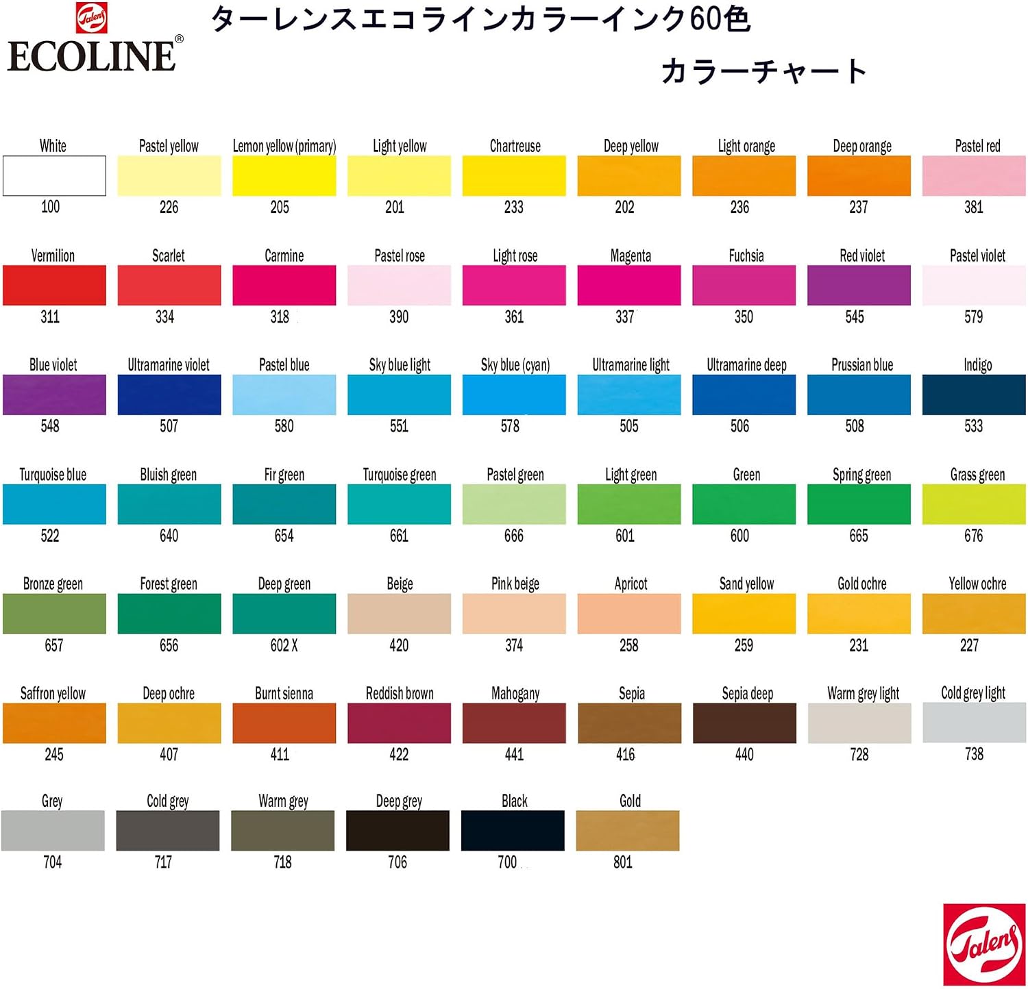 ターレンスジャパン(Talens Japan) Tarens T1125-2051 Eco Line Color Ink, 1.0 fl oz (30 ml), Set of 3, Lemon Yellow