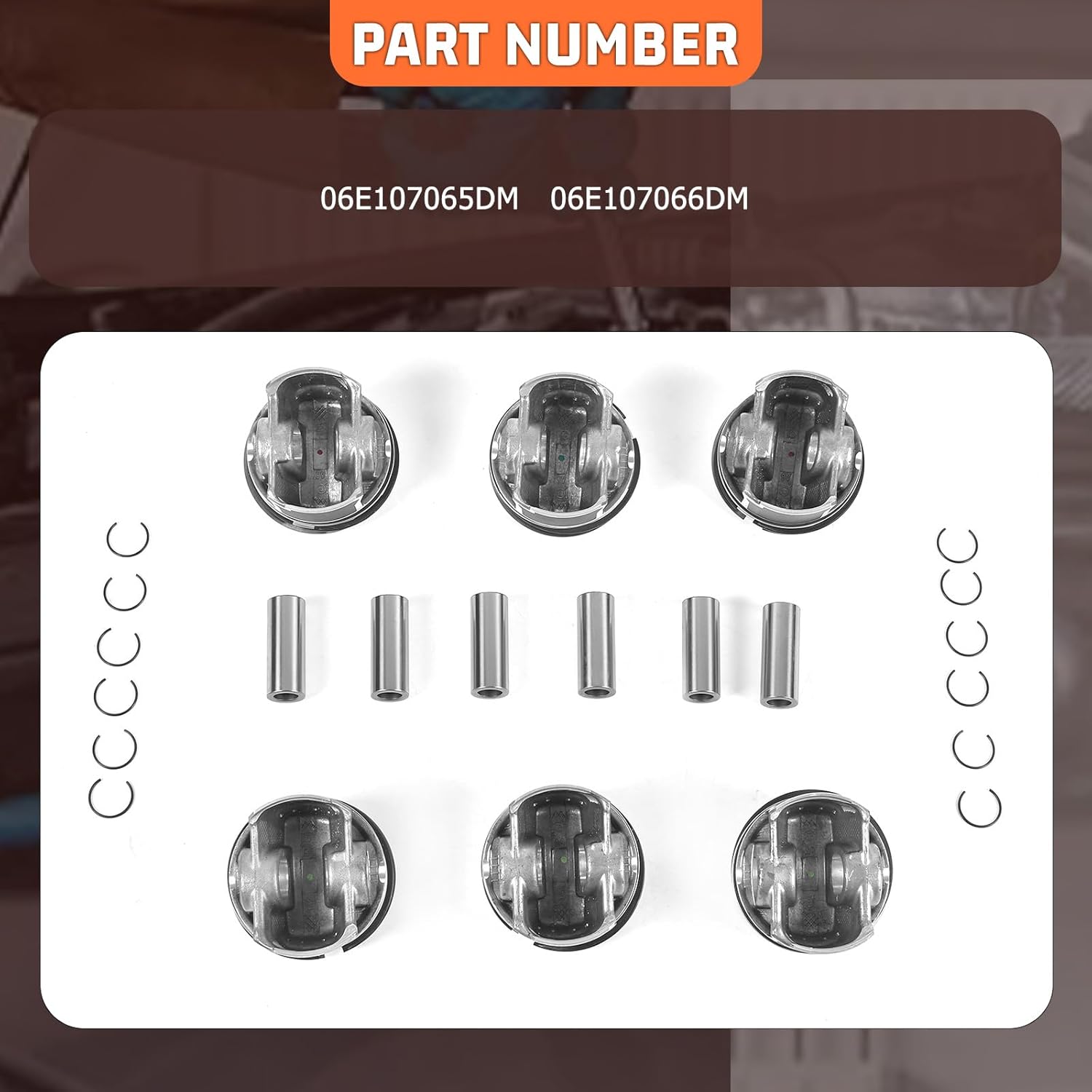 06E107065DM Engine Pistons Rings Set 6pcs STD Φ84.51mm Compatible with A4 A5 A6 A7 A8 Q5 Q7 3.0L V6 Volkswagen Touareg 2011-2015 3.0T Engine Piston & Ring Assembly Aftermarket Parts