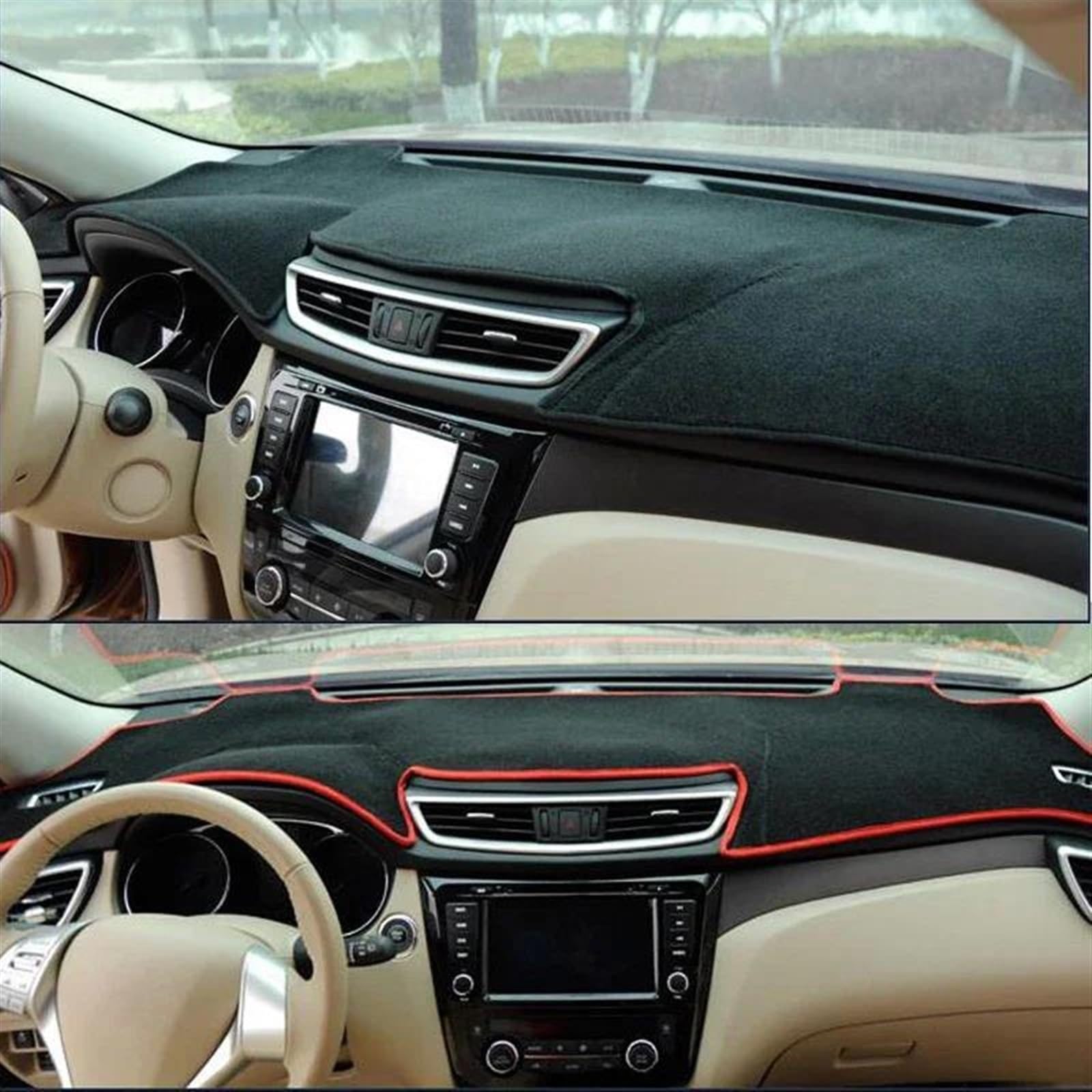 Copertura Cruscotto Auto per Toyota per Alphard per Vellfire AH30 2015-2023 Car Protective Pad Dashboard Cover Silicone Antiscivolo Tappetino Tappetini Antiscivolo(Red Edge,Left Hand Drive)