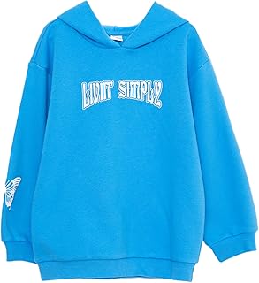 LC WAIKIKI Hooded Printed Long Sleeve Girl Sweatshirt W2Cv24Z4-Gtx-1 6-7 Years Blue