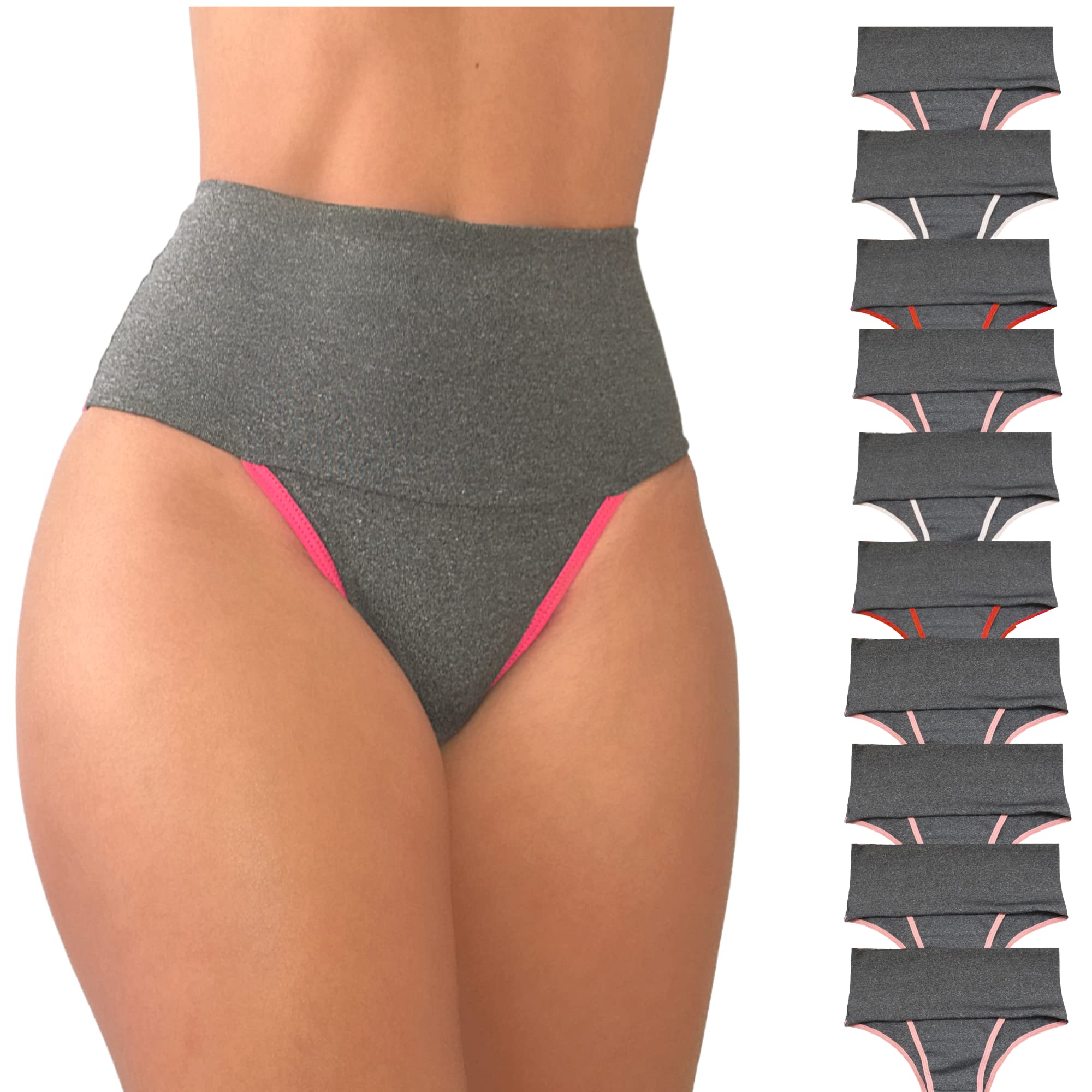Kit 10 Calcinhas Femininas Cós Alto - Compressão para Barriga Cintura 
Alta, Calcinha Modeladora, Forro 100% Algodão - VIÉRE