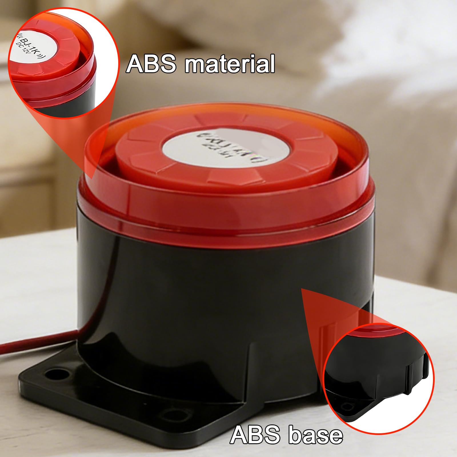 BAIFULAI 3 unidades DC 12 V Mini Sound Light Alarma Luz intermitente 120 dB sirena estroboscópica alarma falsa 1 W, IP54, alarma con cable, luz intermitente para emergencia, evacuación y seguridad