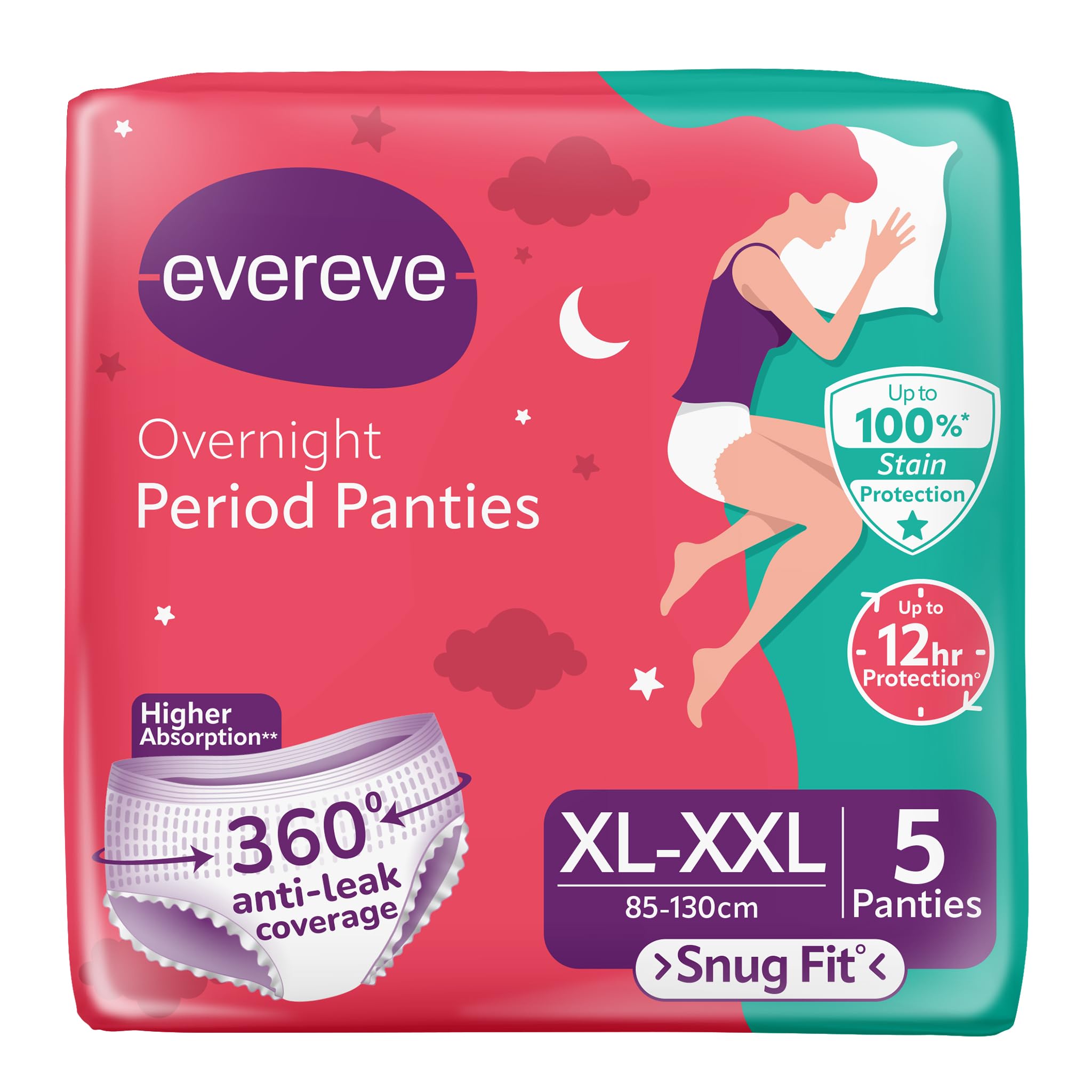 EverEve Ultra Absorbent Disposable Period Panties, XL-XXL, 5 Pack, 0% Leaks, Hygiene Protection for Women and Girls, Pregnancy Delivery, 360° Protection, Postpartum and Overnight