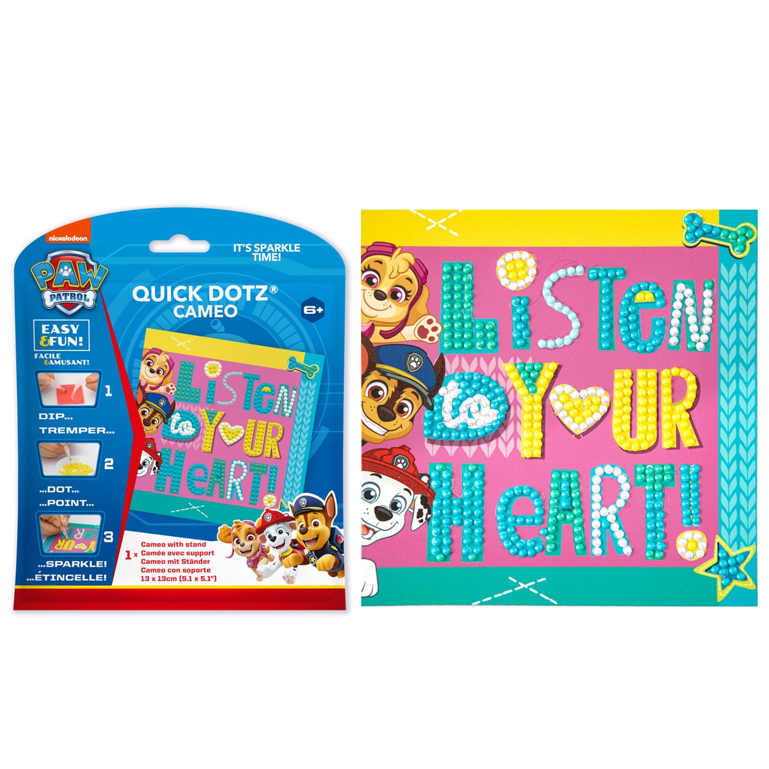 DIAMOND DOTZ Paw Patrol Listen to Your Heart Diamond Painting Kits for Kids - Diamond Art Kits a Relaxing Creative Craft Kit with Dotz Gems 5.1"x5.1"