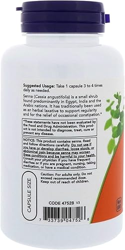 Vista 3 de Now Foods - Hojas de sena, 470 mg, 100 cápsulas (paquete de 4)
