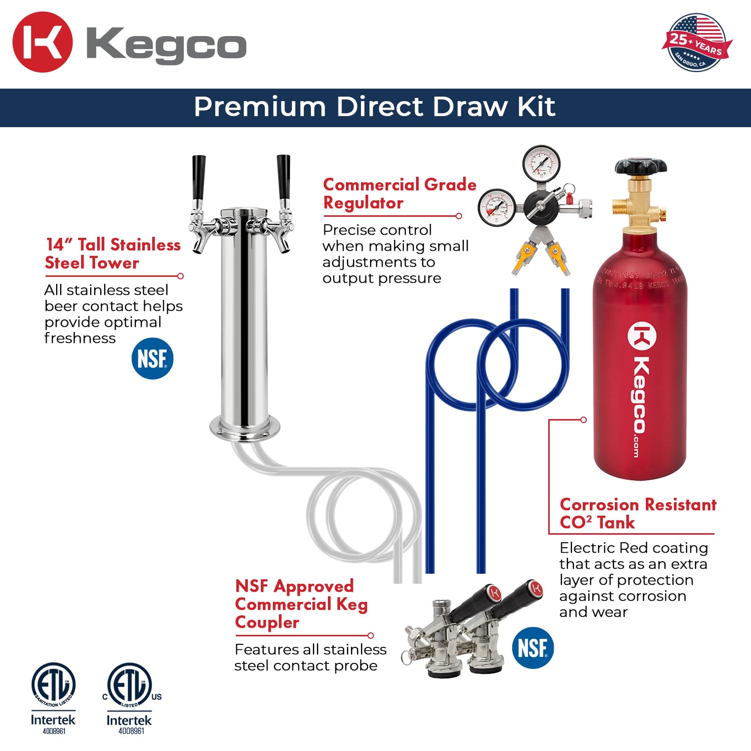 Kegco Kegerator 24" Wide Dual Tap Black/Stainless Steel Undercounter Beer Dispenser HK38BSU-L-2 on Fridge.com