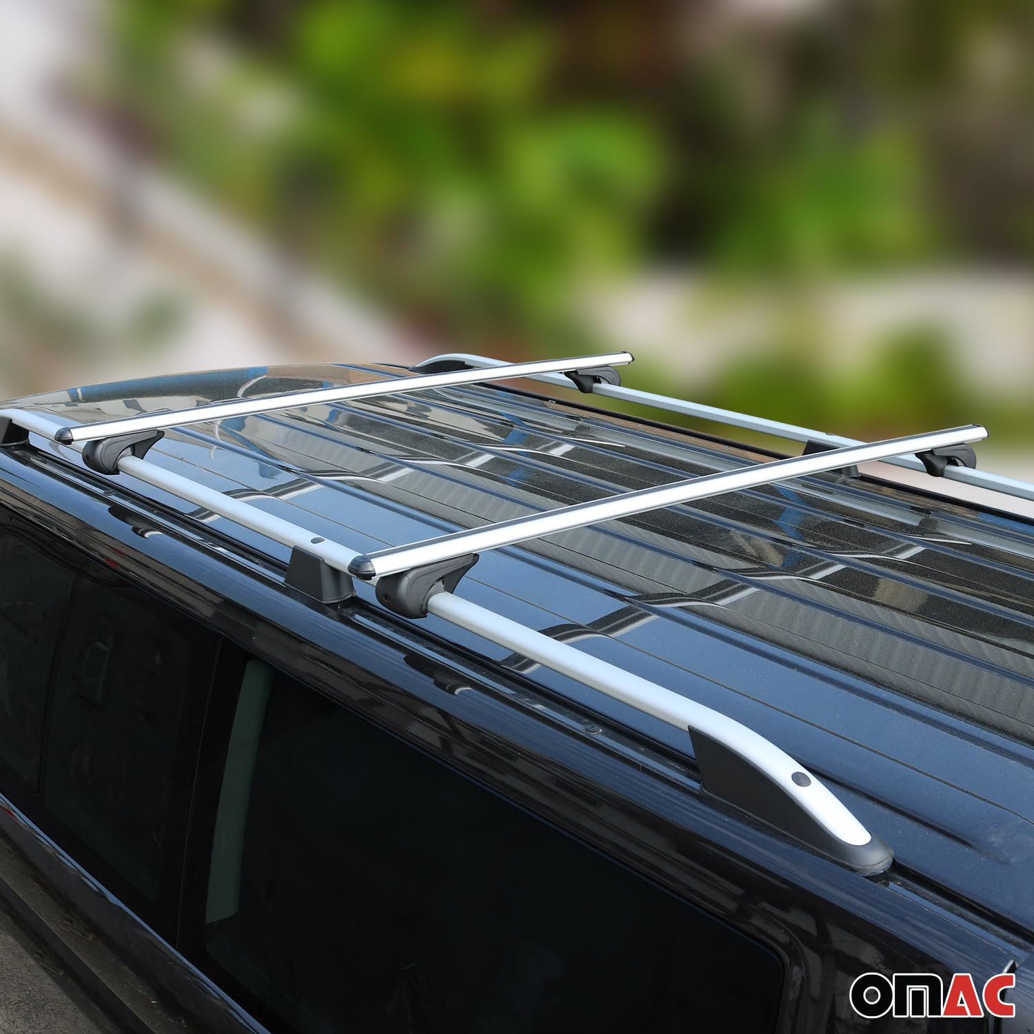 OMAC Dachreling + Dachträger kompatibel mit VW T5 T6 T6.1 Multivan Caravelle 2003-2024 L1 Kurzer Aluminium Silber 4X