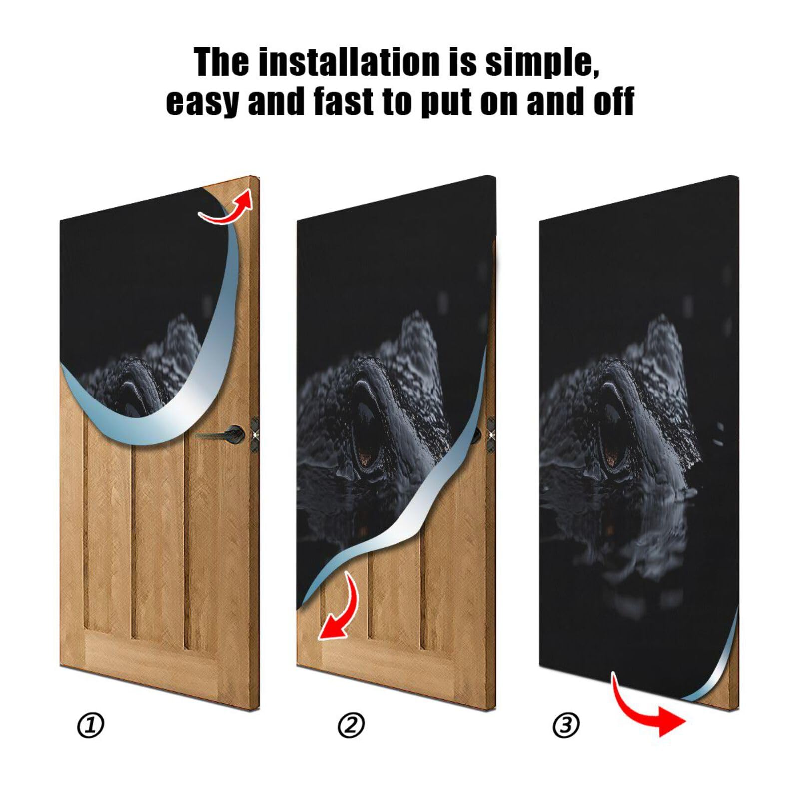 FLildon Crocodile Black Door Cover Decoration, Party Accessory Porch Decor for Festive Ornament Room Door Covers 32 x 79 Inch