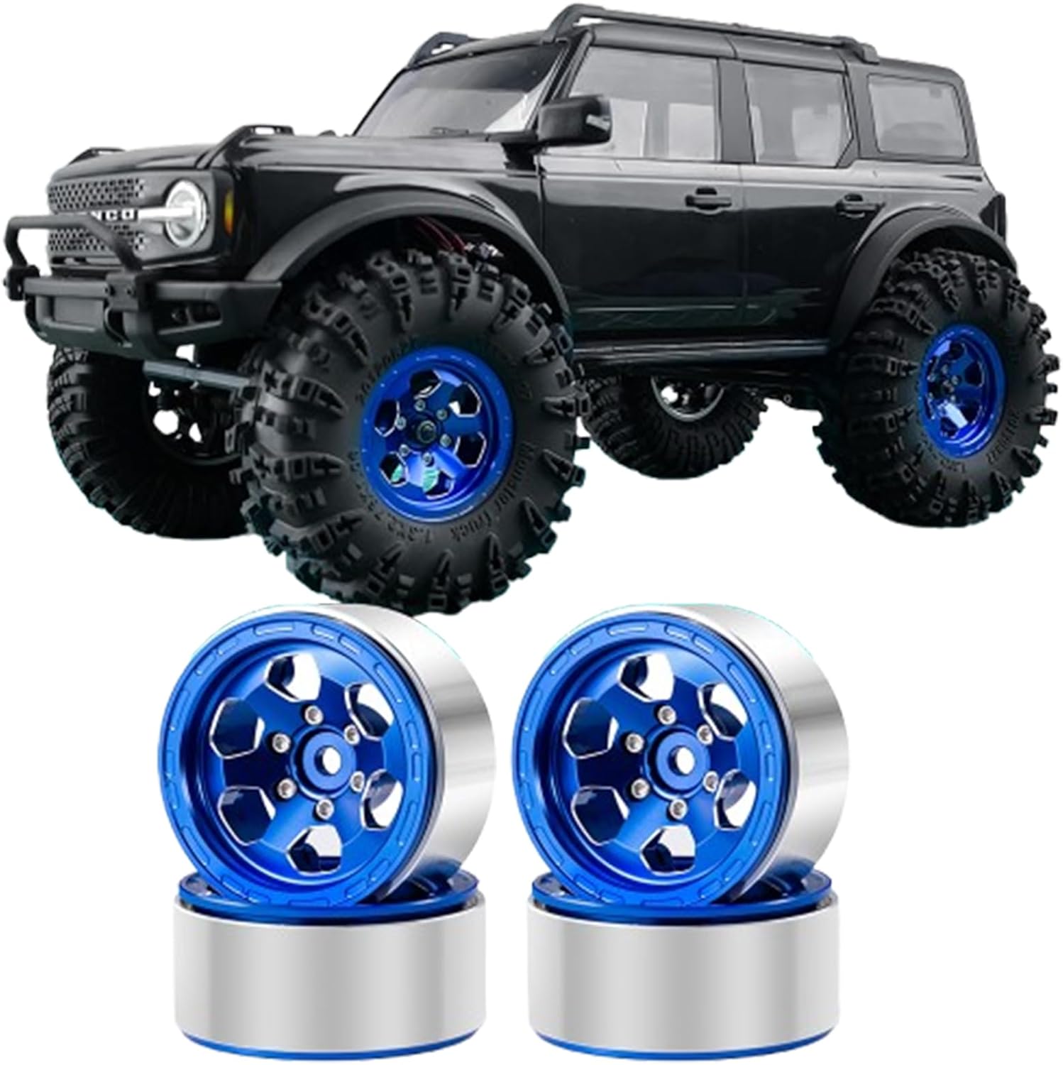 RCHUBAM 1.3" RC Beadlock Wheel Rims 1/18 Scale 1.0" Plus Aluminum Wheels Compatible with 1/18 TRX4M 1/24 Axial SCX24 RC Crawler Car Upgrade (Titanium Grey)