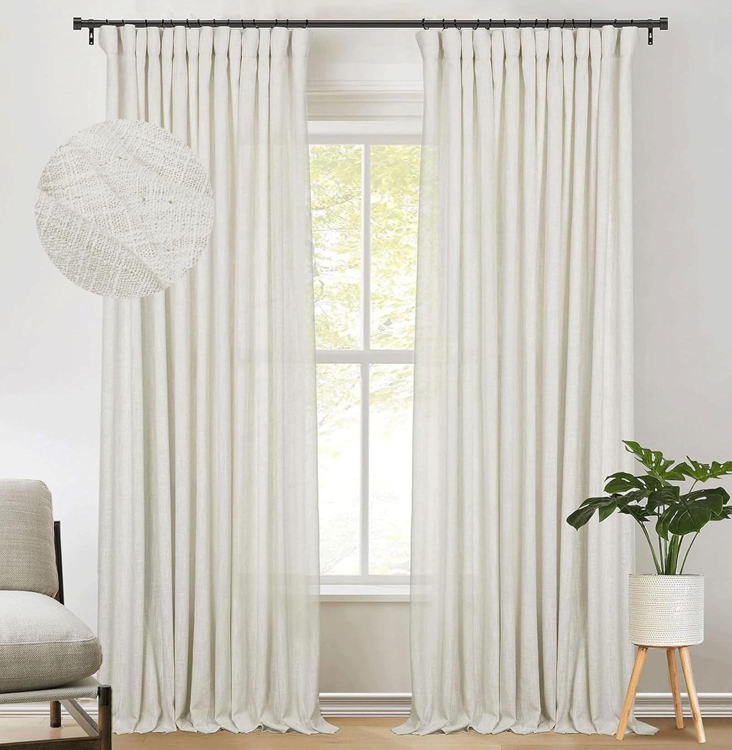 Amazon.com: zeerobee Linen Curtains for Living Room/Bedroom Linen ...